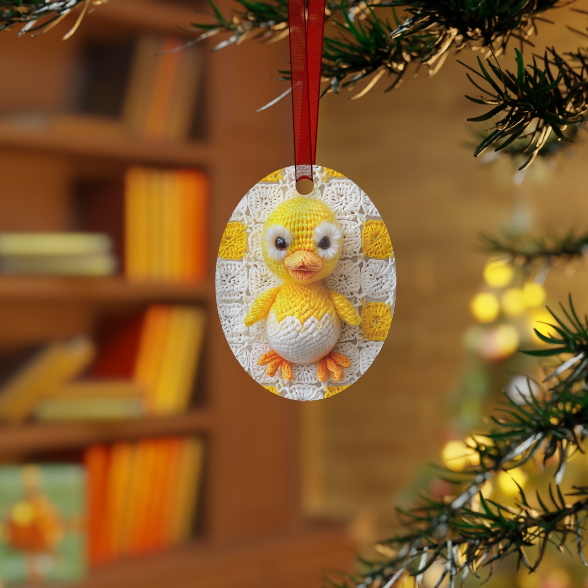 Duckling Metal Ornament — printed Cute Crochet Chick Egg Decoration for Easter & Baby  Shower Amigurumi