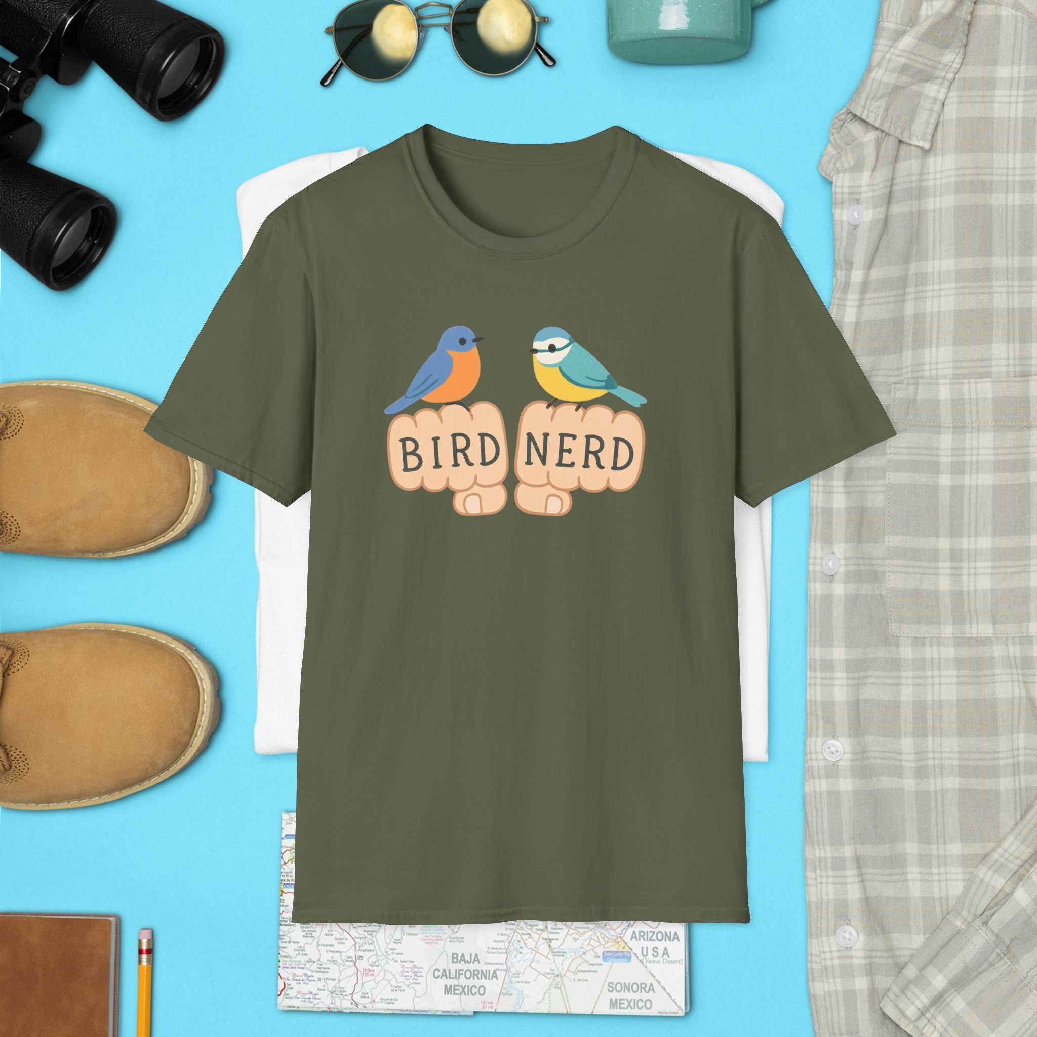 Bird Nerd Unisex Softstyle T-Shirt, Perfect for Bird Lovers, Nature Enthusiasts, Gift for Birdwatchers, Casual Wear,  Apparel bird gift