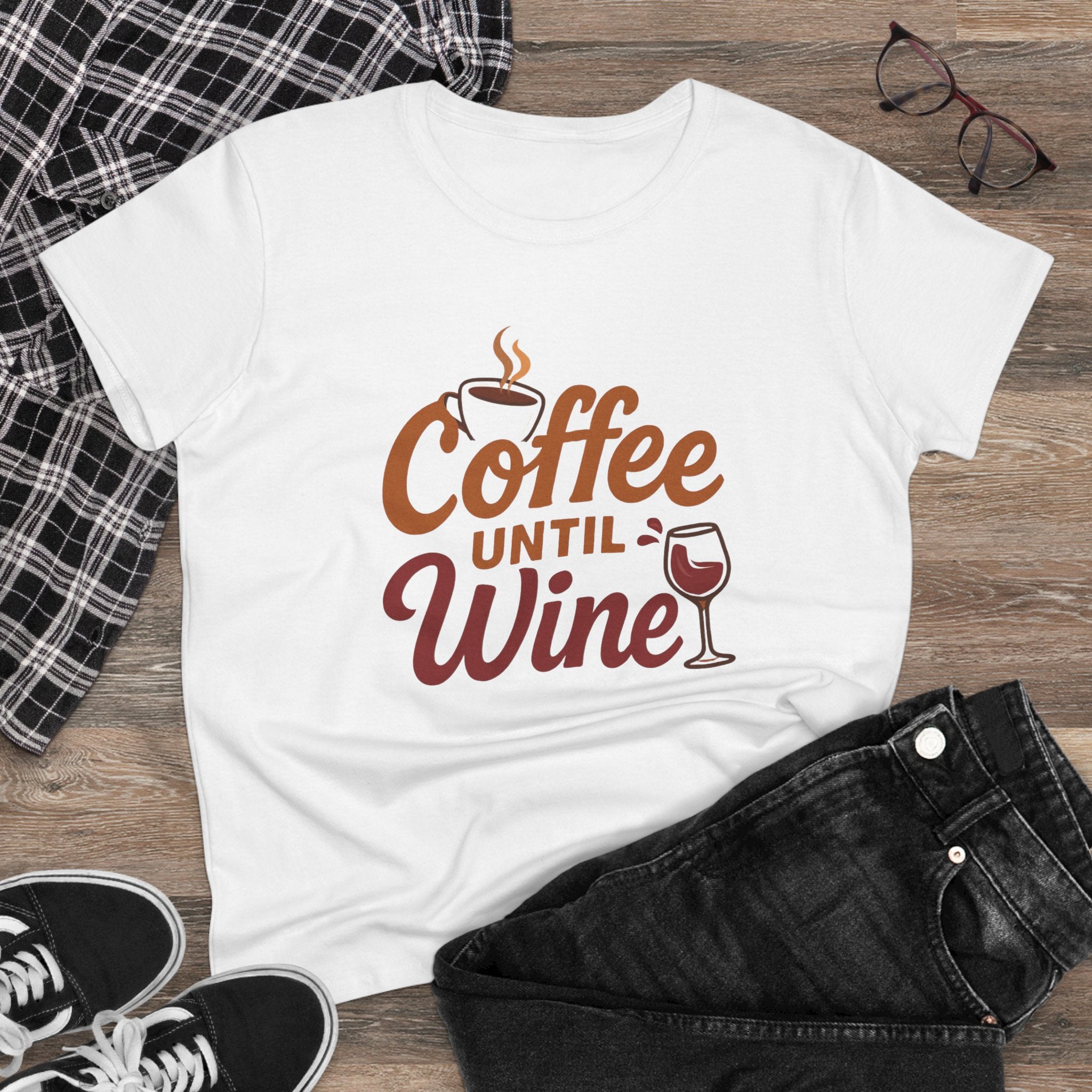 Coffee until wine tshirt coffee lovers wine lovers gift for her cozy, Women's Tee, Graphic Tee, Coffee Shirt, Wine Shirt, Funny Shirt