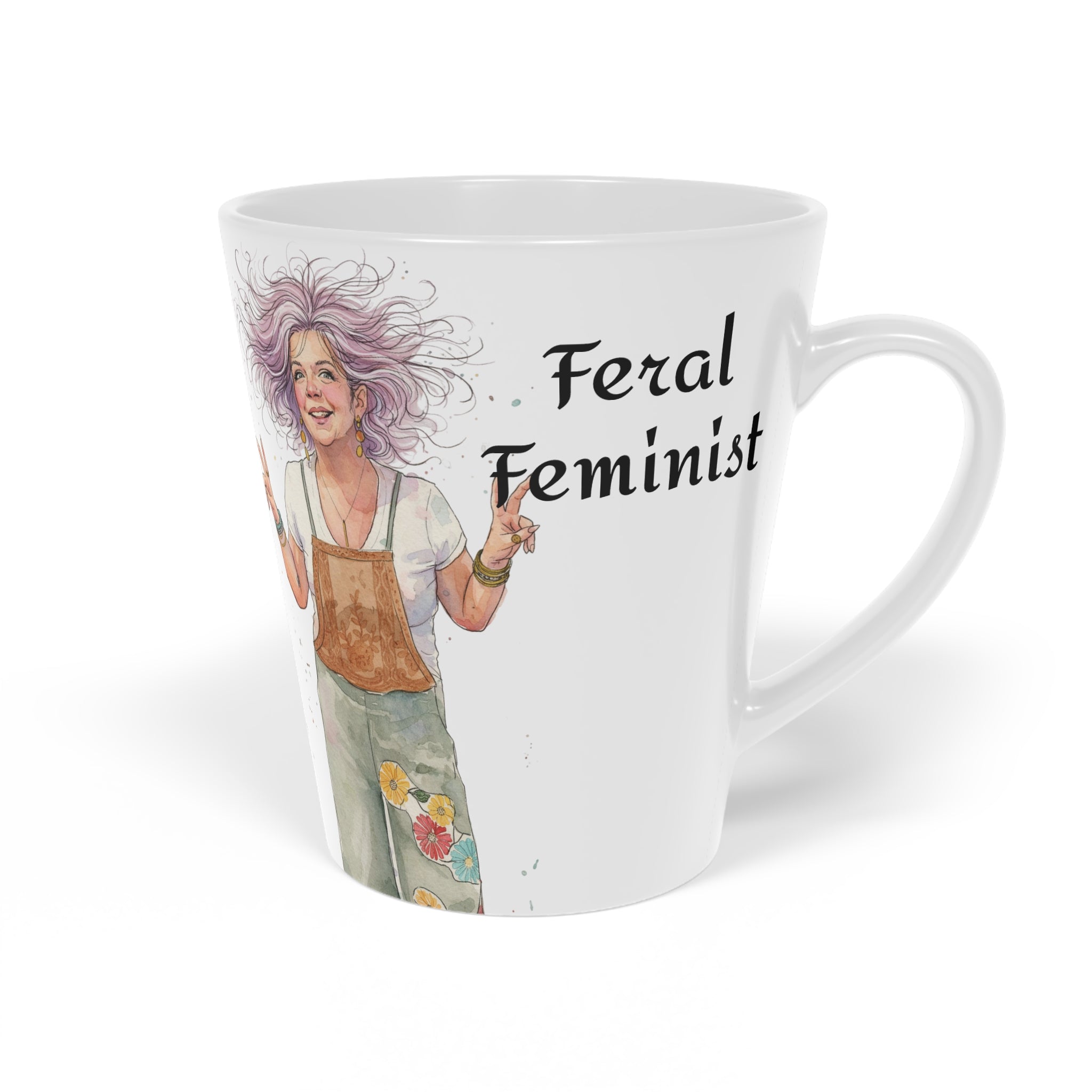 Feral Feminist Hippie Latte Mug — 12oz Ceramic Coffee Cup