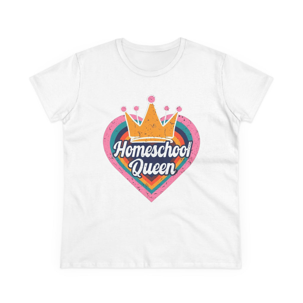 Homeschool Queen Cotton Tee, Cute Tee for Moms, Colloquial Gift for Homeschoolers, Fun Educational Apparel, Perfect for Back to School