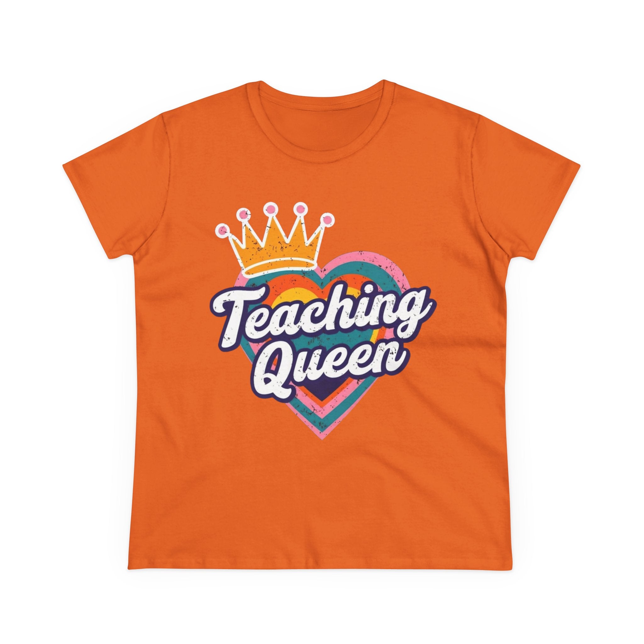 Teaching Queen Tee, Best Teacher Gift Shirt, Midweight Cotton T-Shirt, Teacher Appreciation Top, Female Educator Apparel, School Instructor