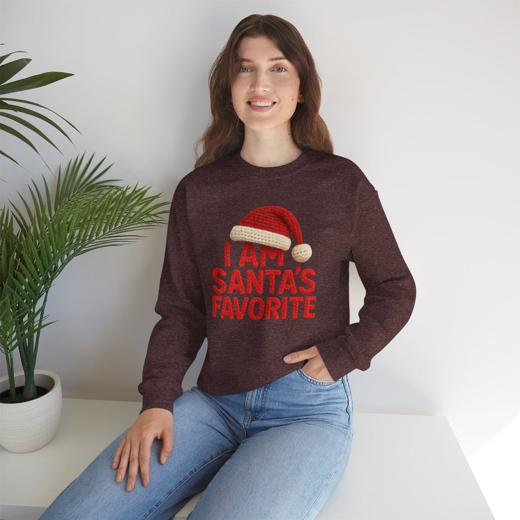 Christmas Sweatshirt - "I Am Santa's Favorite" Festive Crewneck printed