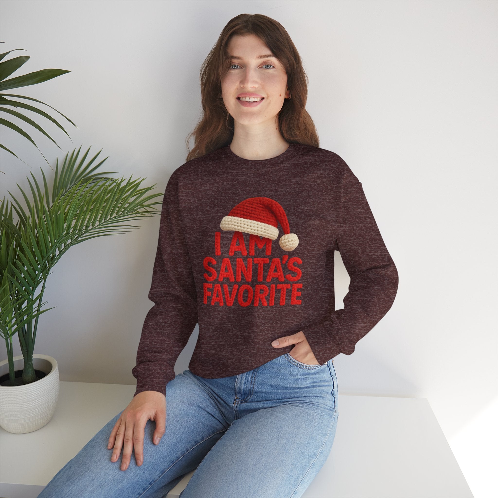 Christmas Sweatshirt - "I Am Santa's Favorite" Festive Crewneck printed