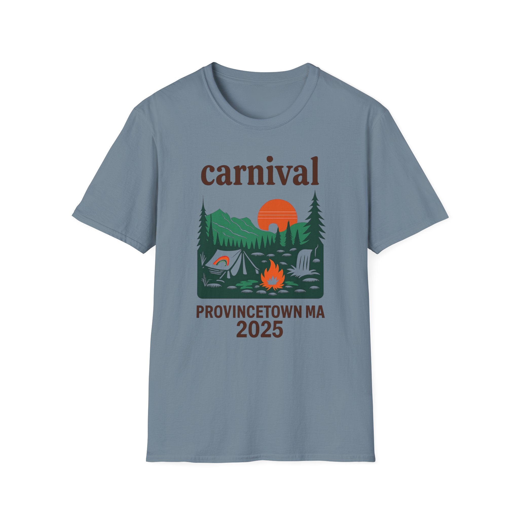 Vintage Camping Graphic T-Shirt, carnival rainbow Unisex Outdoor Tee, Nature Lover Gift, Festival , Retro Hiking Shirt, Carnival 2023 Merch