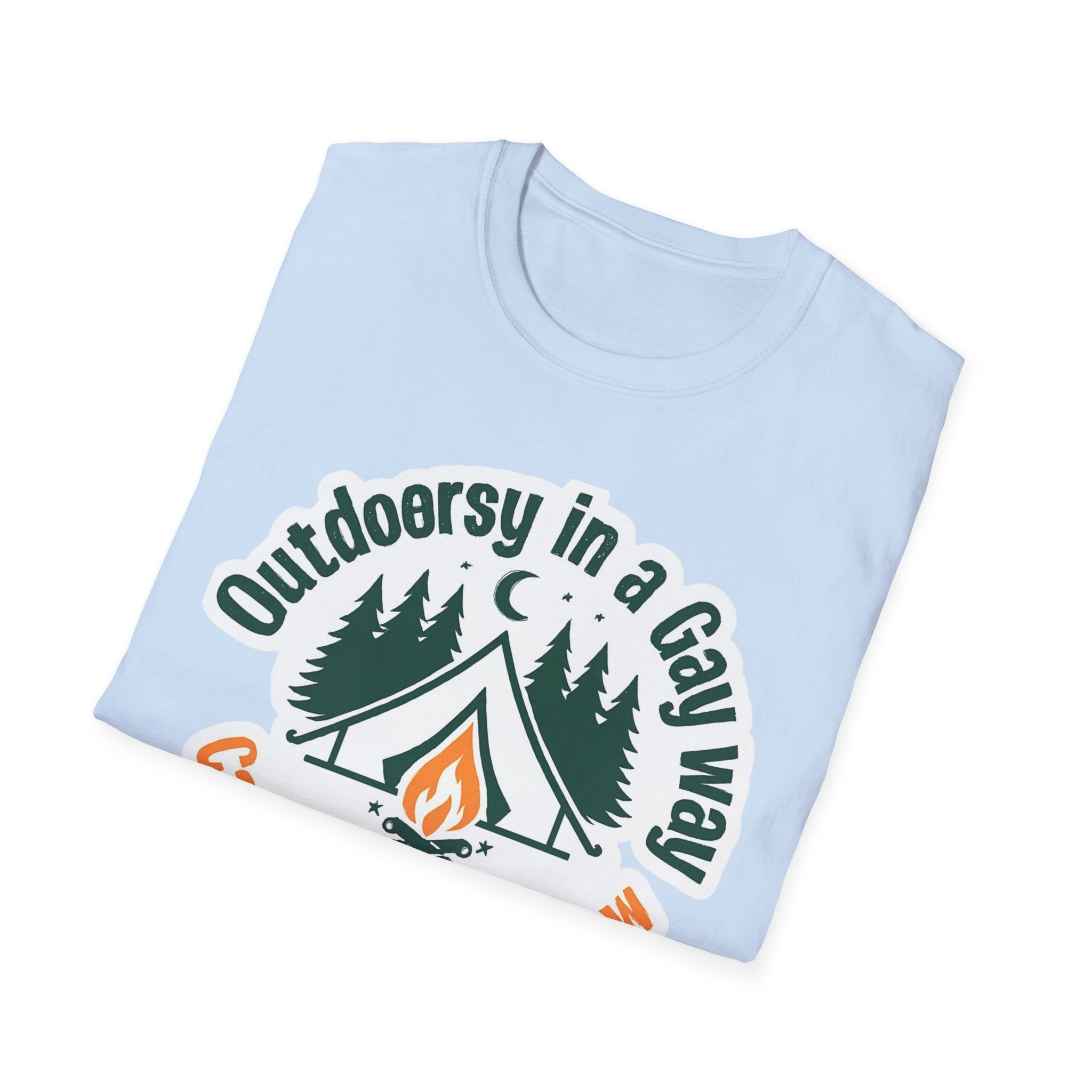 Camp Flaming Arrow Pride T-Shirt, Ptown carnival Gay Outdoorsy in a gay way, LGBTQ+ Camping Gear, Summer Festival Top, Unisex Graphic Tee