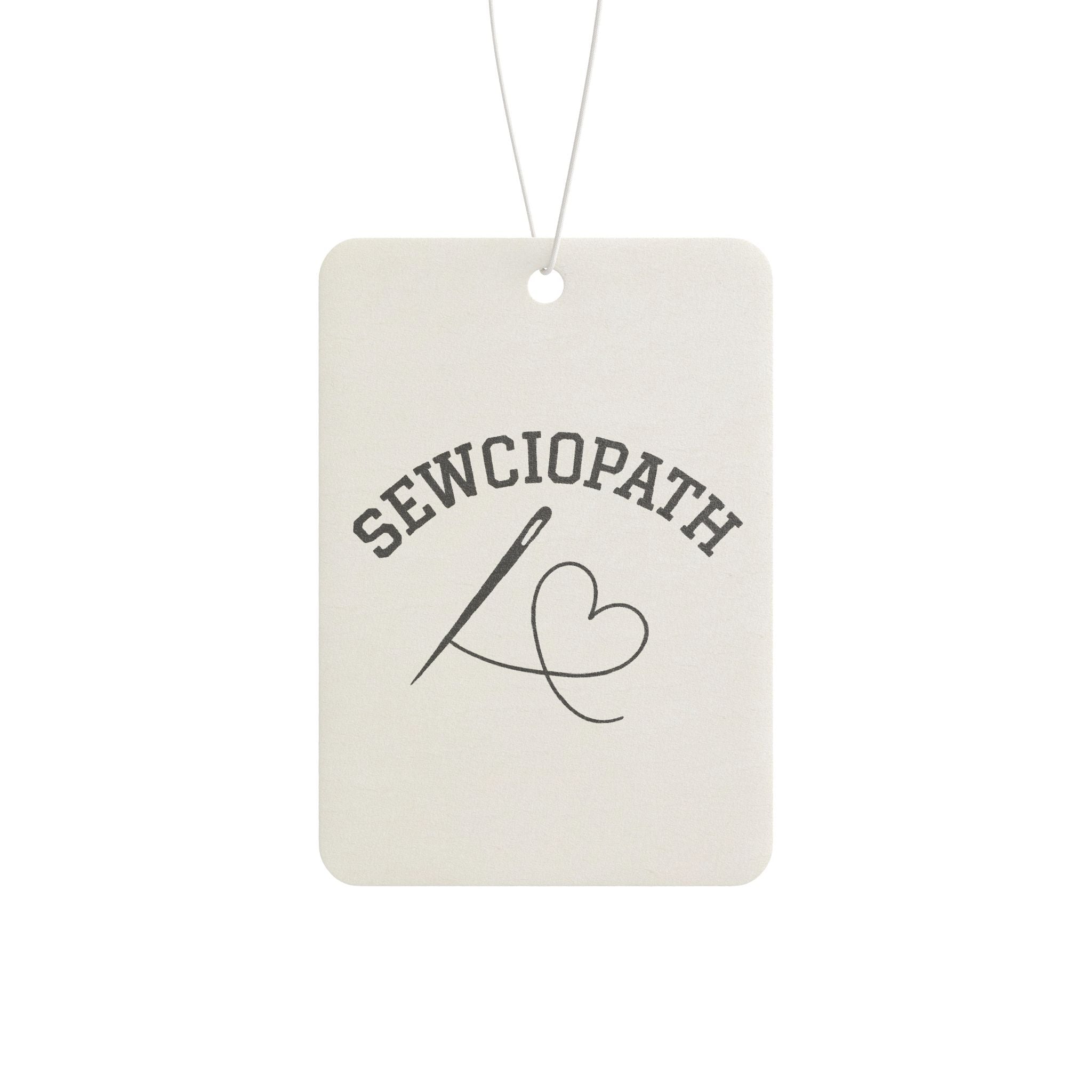 Sewciopath Car Air Freshener – Funny Sewing Lover Air Freshener with Needle & Heart Design