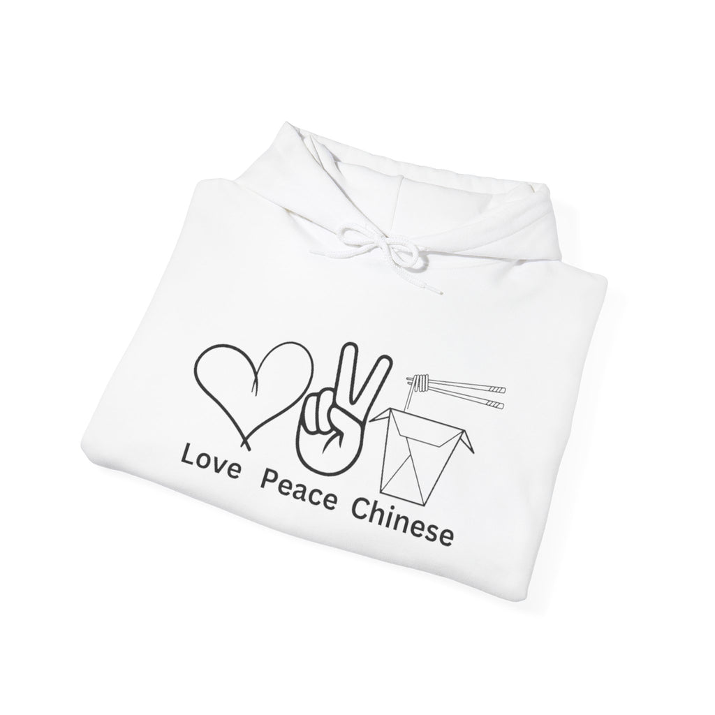 Hooded Sweatshirt Love Peace Chinese Three