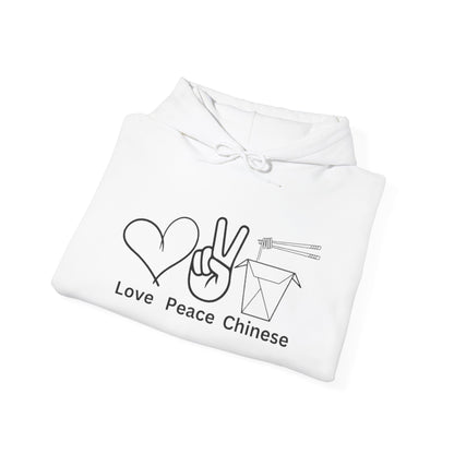 Hooded Sweatshirt Love Peace Chinese Three