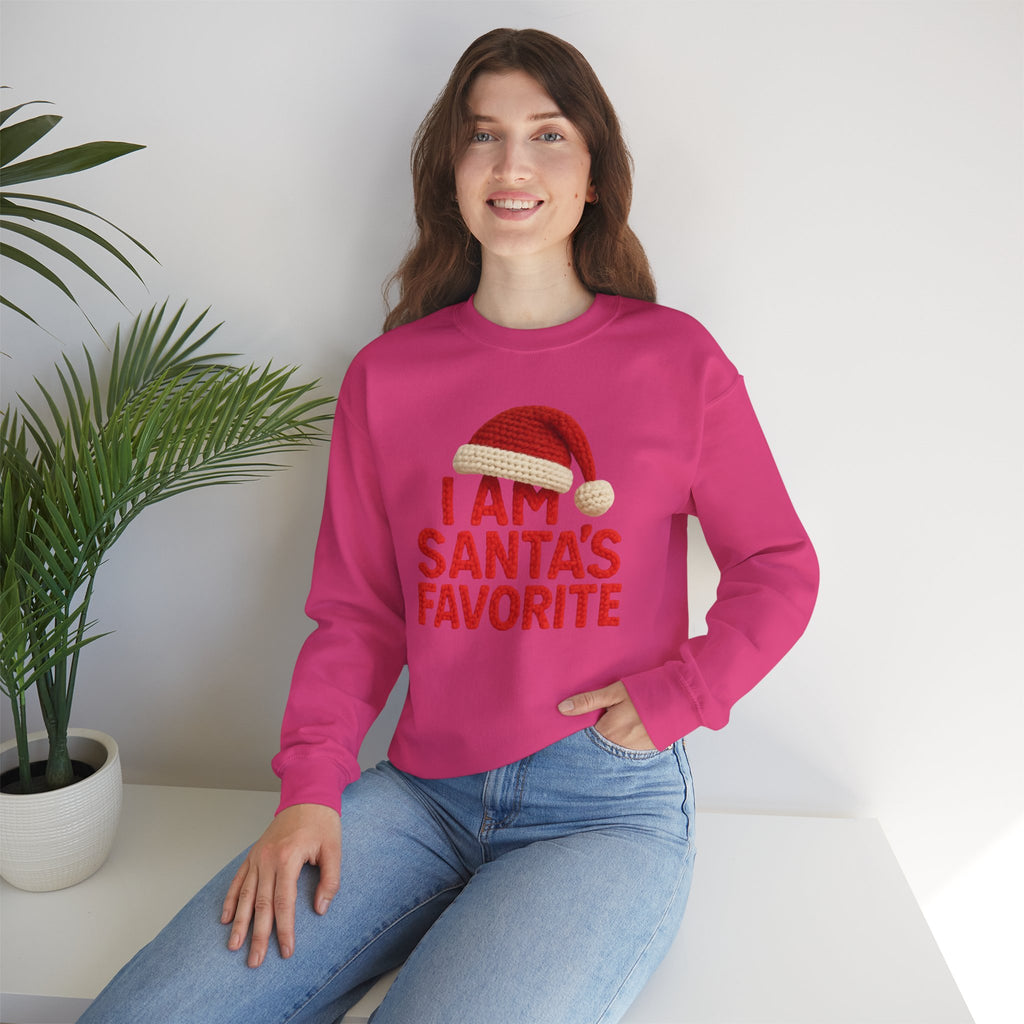 Christmas Sweatshirt - "I Am Santa's Favorite" Festive Crewneck printed