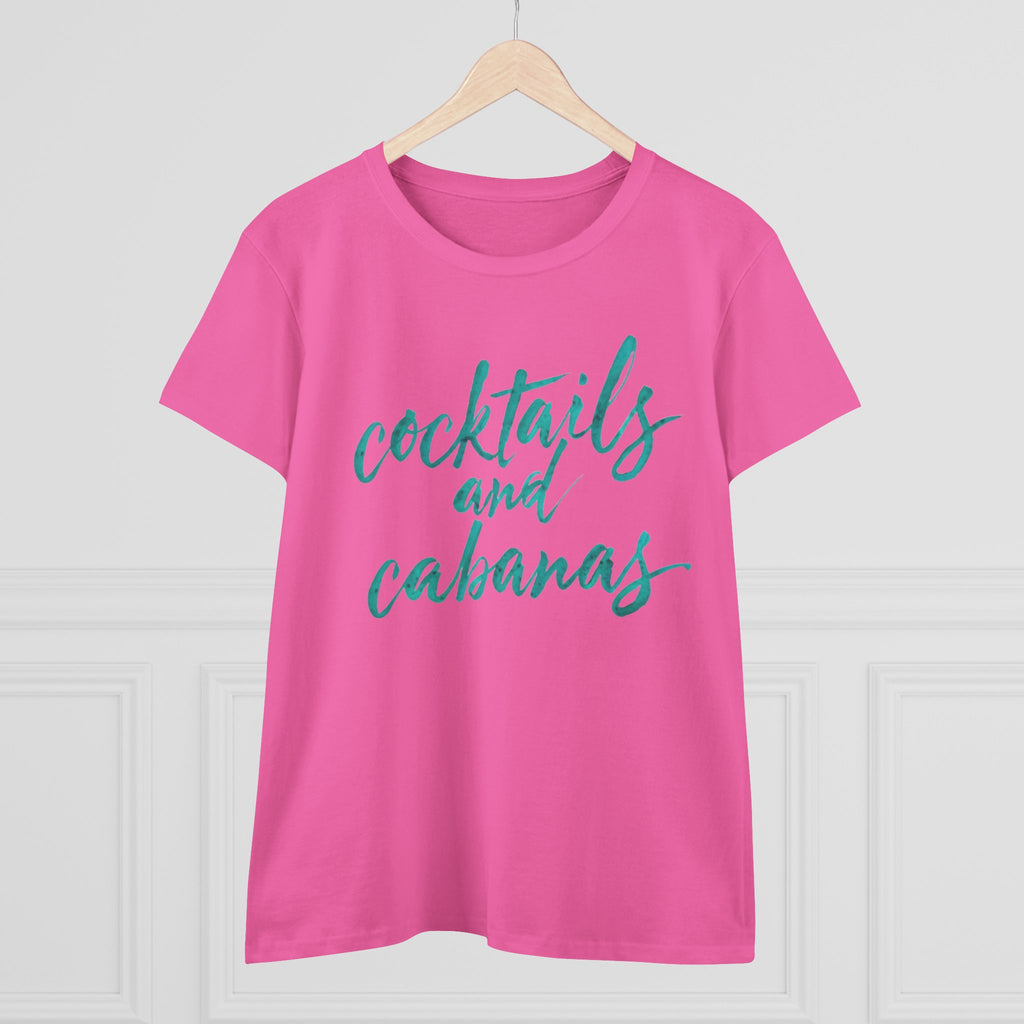 Cocktails and Cabanas Tee - Women&#039;s Midweight Cotton Shirt, Beachwear, Summer Top, Vacation Outfit, Casual Wear, Gift for Her, Pool
