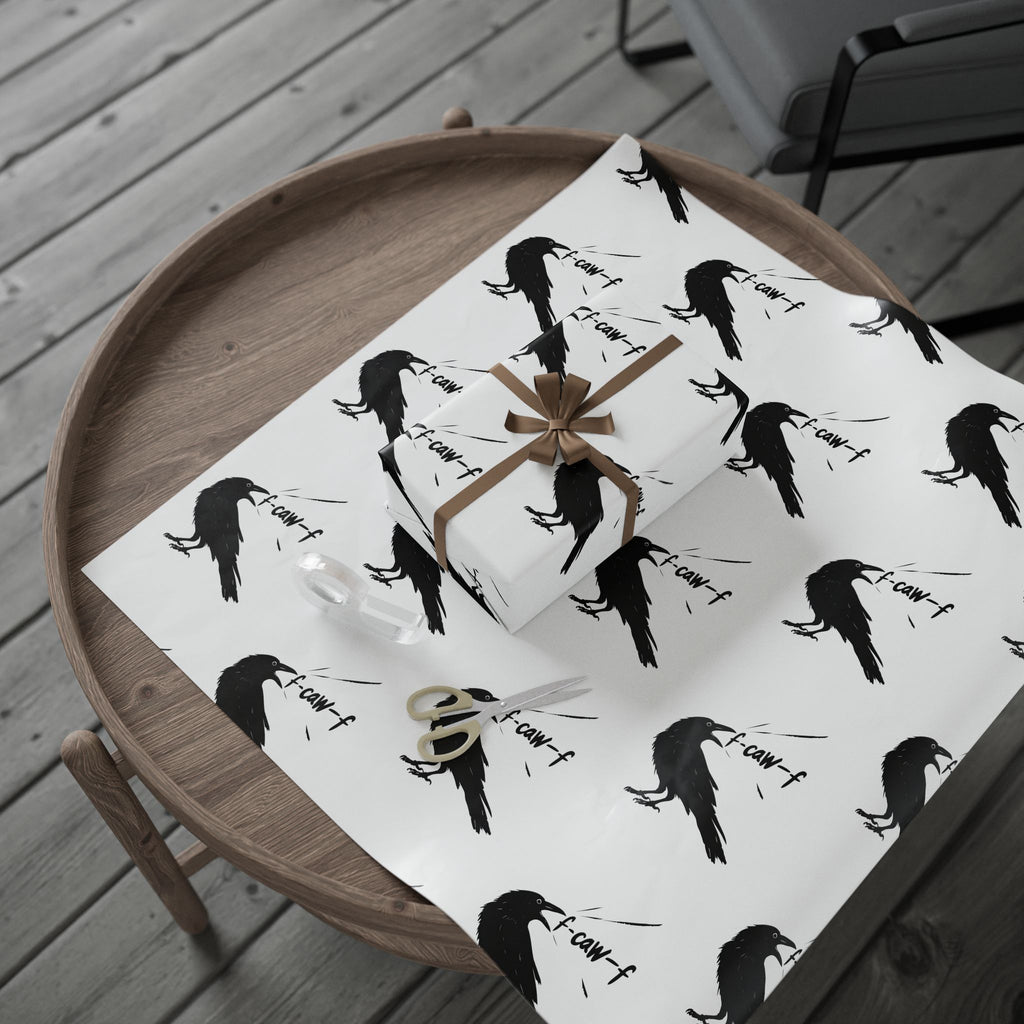 F-Caw-F. F*ck Off! Crow Wrapping Paper funny, sarcastic, crow, lover, edgy, wrapping, and gift paper