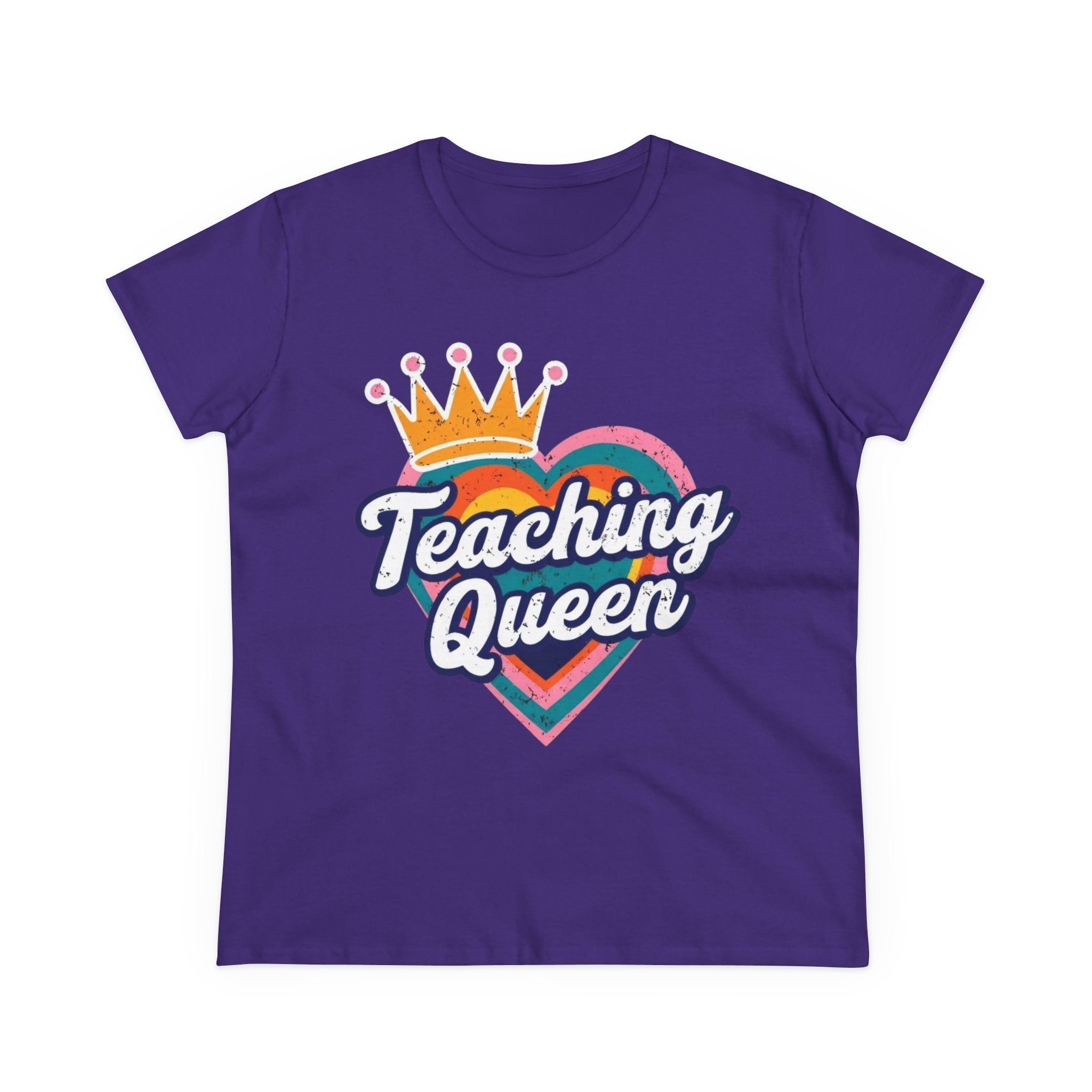 Teaching Queen Tee, Best Teacher Gift Shirt, Midweight Cotton T-Shirt, Teacher Appreciation Top, Female Educator Apparel, School Instructor