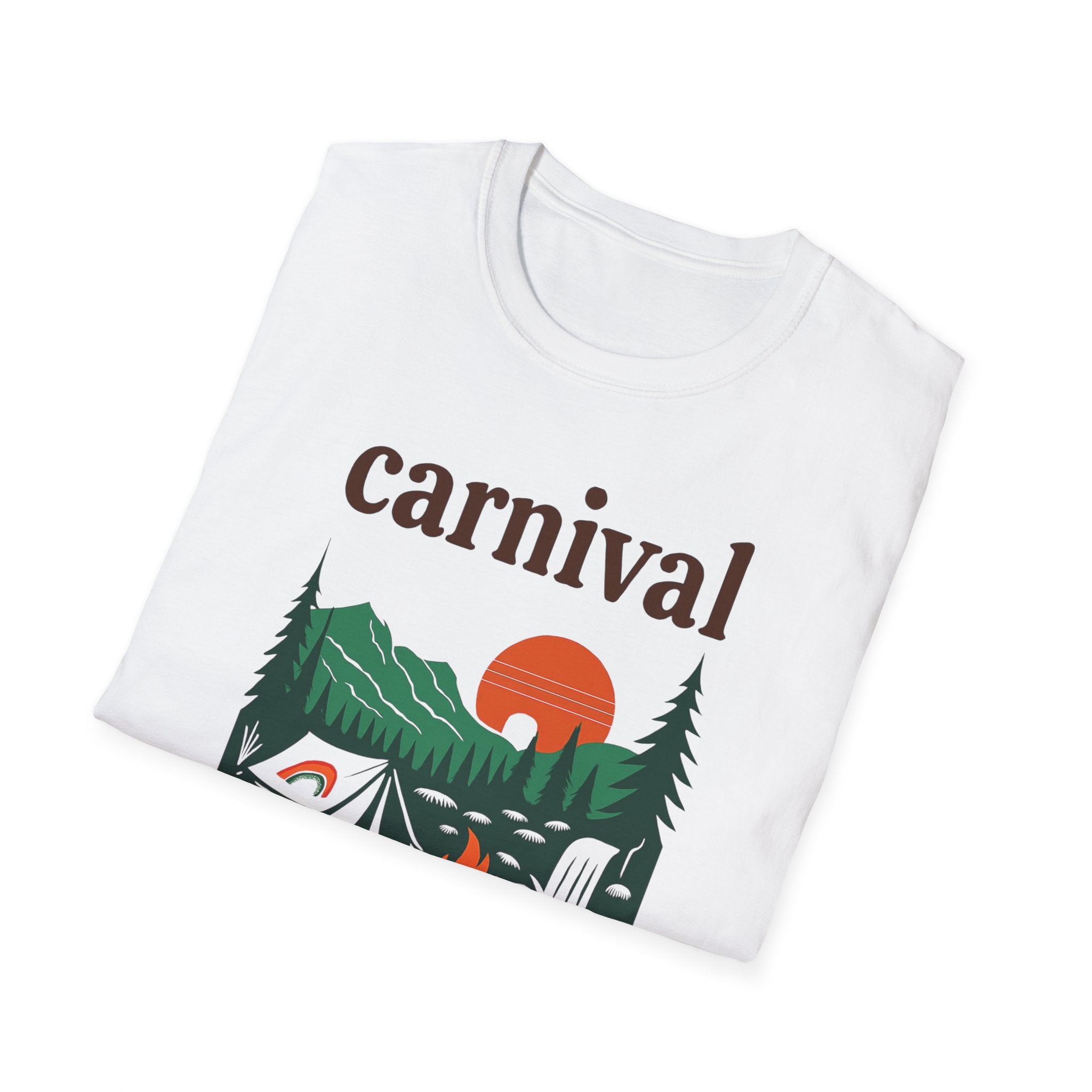Vintage Camping Graphic T-Shirt, carnival rainbow Unisex Outdoor Tee, Nature Lover Gift, Festival , Retro Hiking Shirt, Carnival 2023 Merch