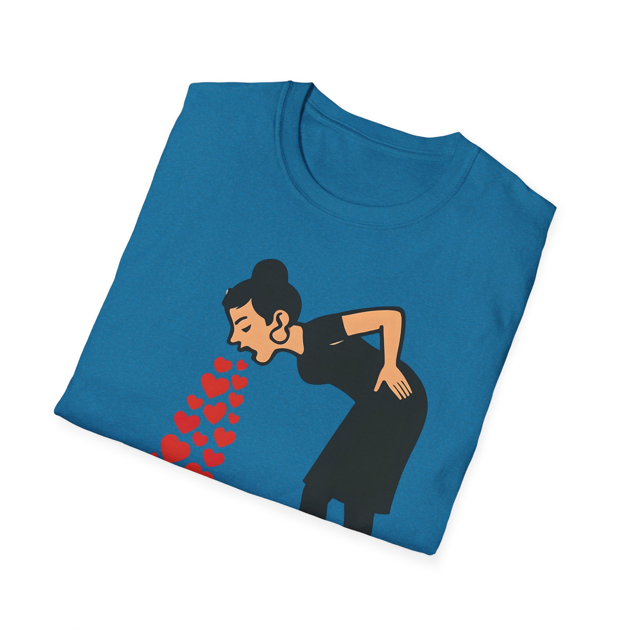 Vomiting Hearts T-Shirt, Anti Valentines Day Shirt, Art Girl Funny Love Humor gift , Sarcastic Romance Top, Dark Humor Graphic Shirt Unisex
