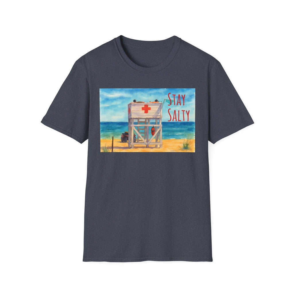 Stay Salty Ocean Vibes Unisex T-Shirt, Stay Salty Lifeguard Stand Beach Sunshine , Gift for Beach Lovers, Summer Tee, Coastal Theme Top,