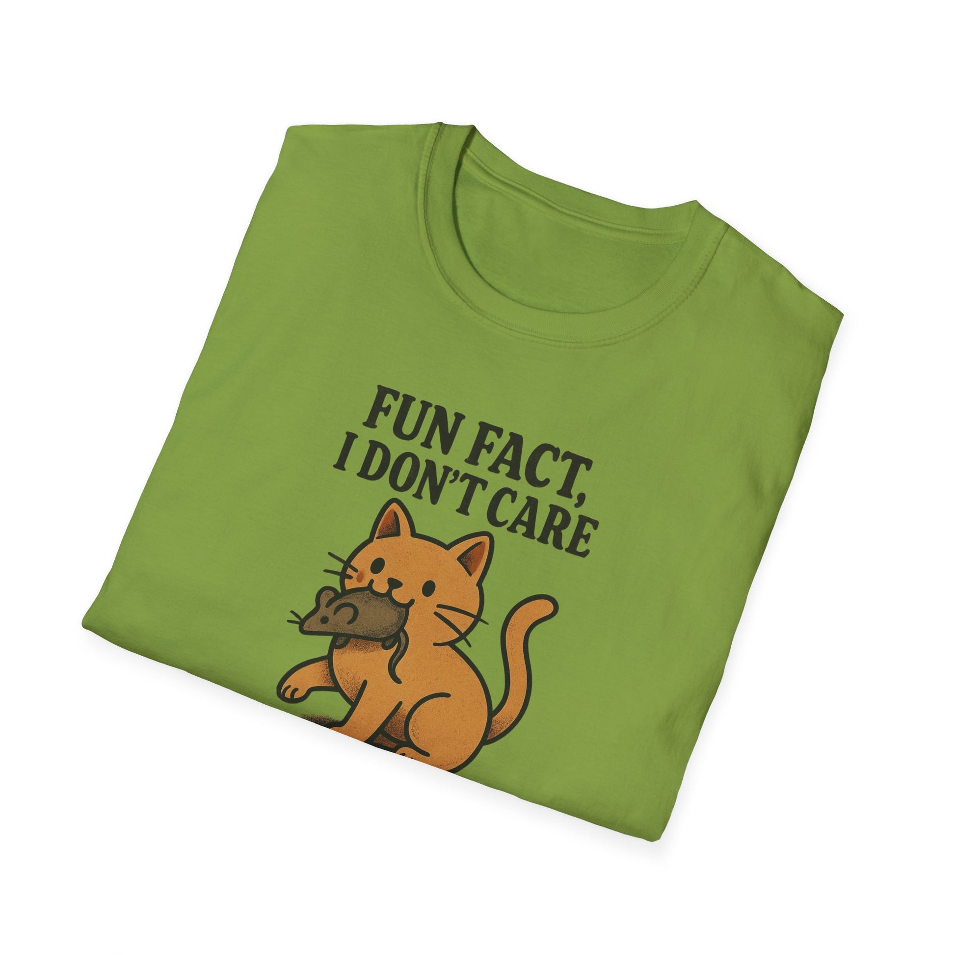 I dont care Sarcastic Cat Lover Unisex Softstyle T-Shirt, Funny Graphic Tee, Zero F's Given Animal Shirt,Humorous Tee for Cat Owners