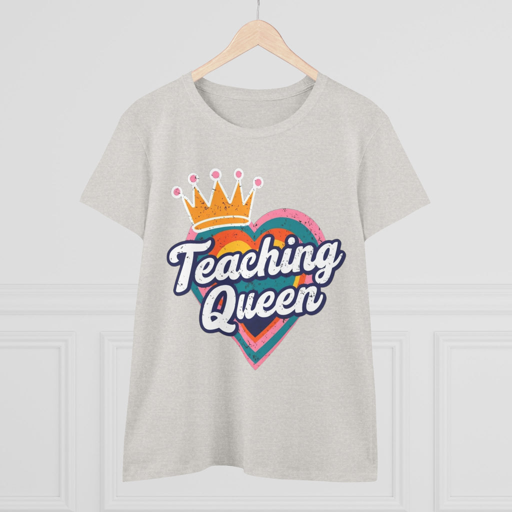 Teaching Queen Tee, Best Teacher Gift Shirt, Midweight Cotton T-Shirt, Teacher Appreciation Top, Female Educator Apparel, School Instructor