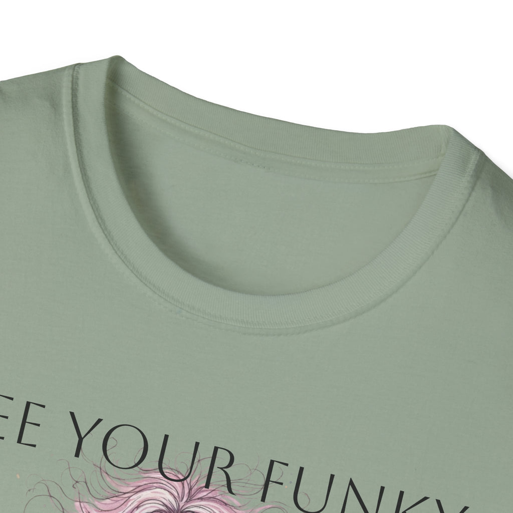 T-Shirt — “Free Your Funky” Peace-Sign Boho Woman Graphic Tee