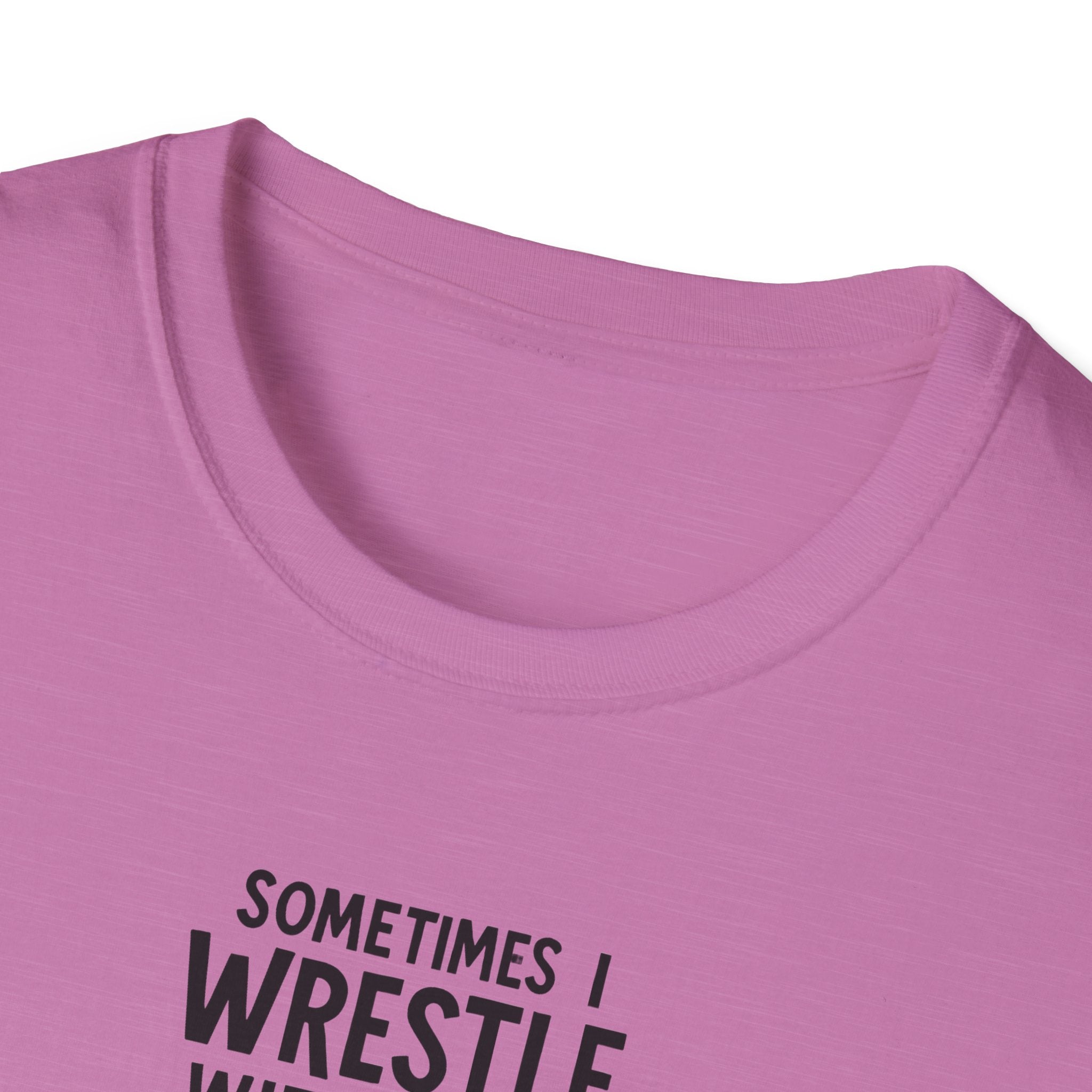 Demon Snuggle Unisex Softstyle T-Shirt, Wrestling Funny Tee, Mental Health Shirt, Graphic Tee, Gift for Him Her