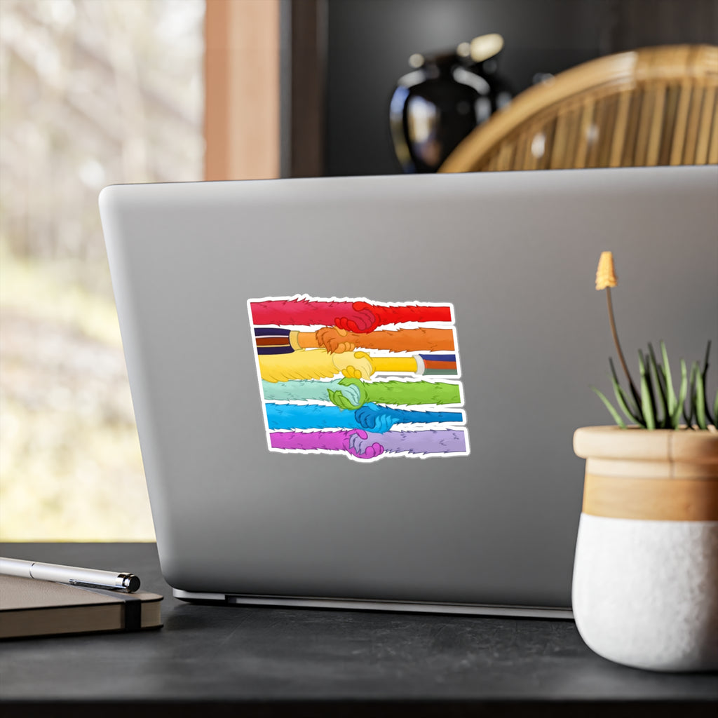 Kindness and diversity matter! Colorful Pride LGBTQ+ anti trump  Colorful Handshake Vinyl Decals, Stickers, Laptop Pride, Friendship Gifts