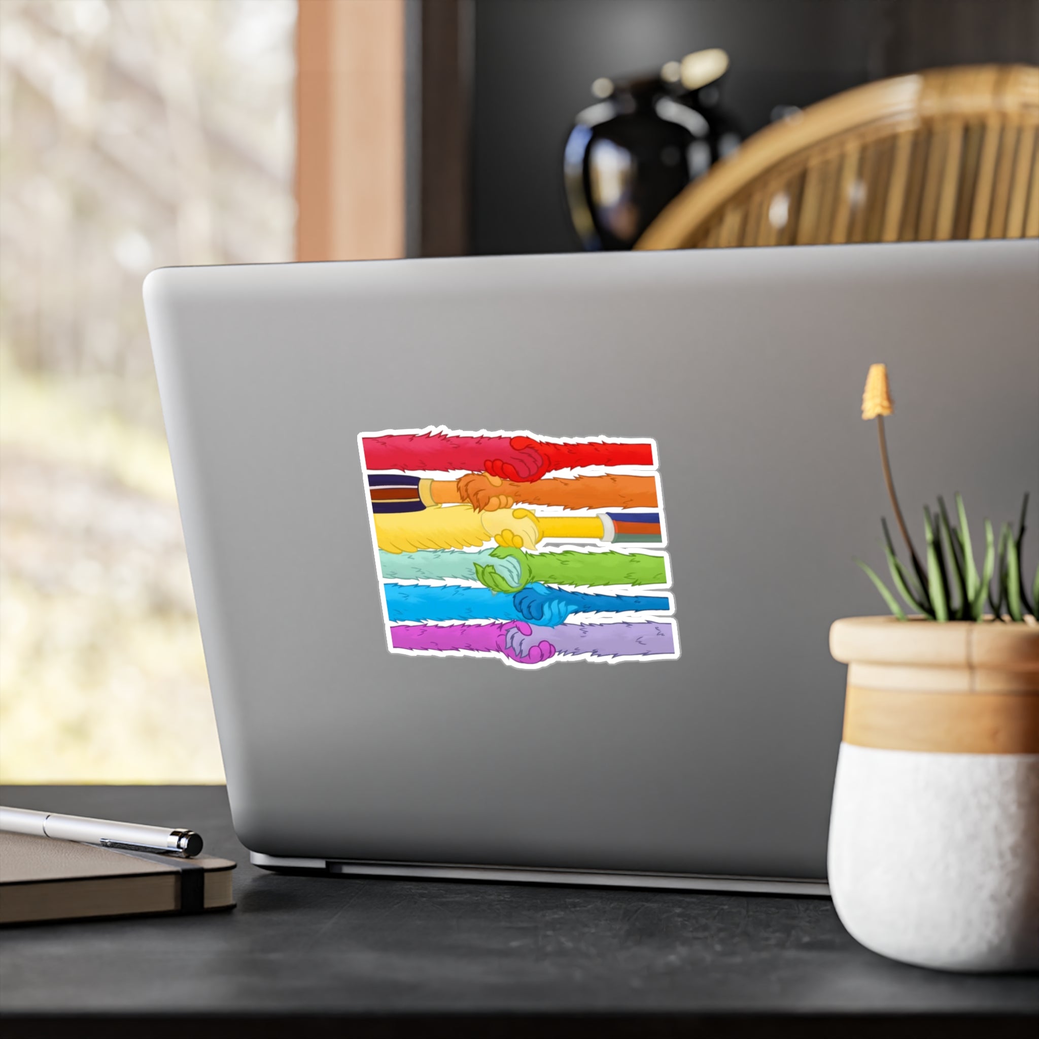 Kindness and diversity matter! Colorful Pride LGBTQ+ anti trump  Colorful Handshake Vinyl Decals, Stickers, Laptop Pride, Friendship Gifts