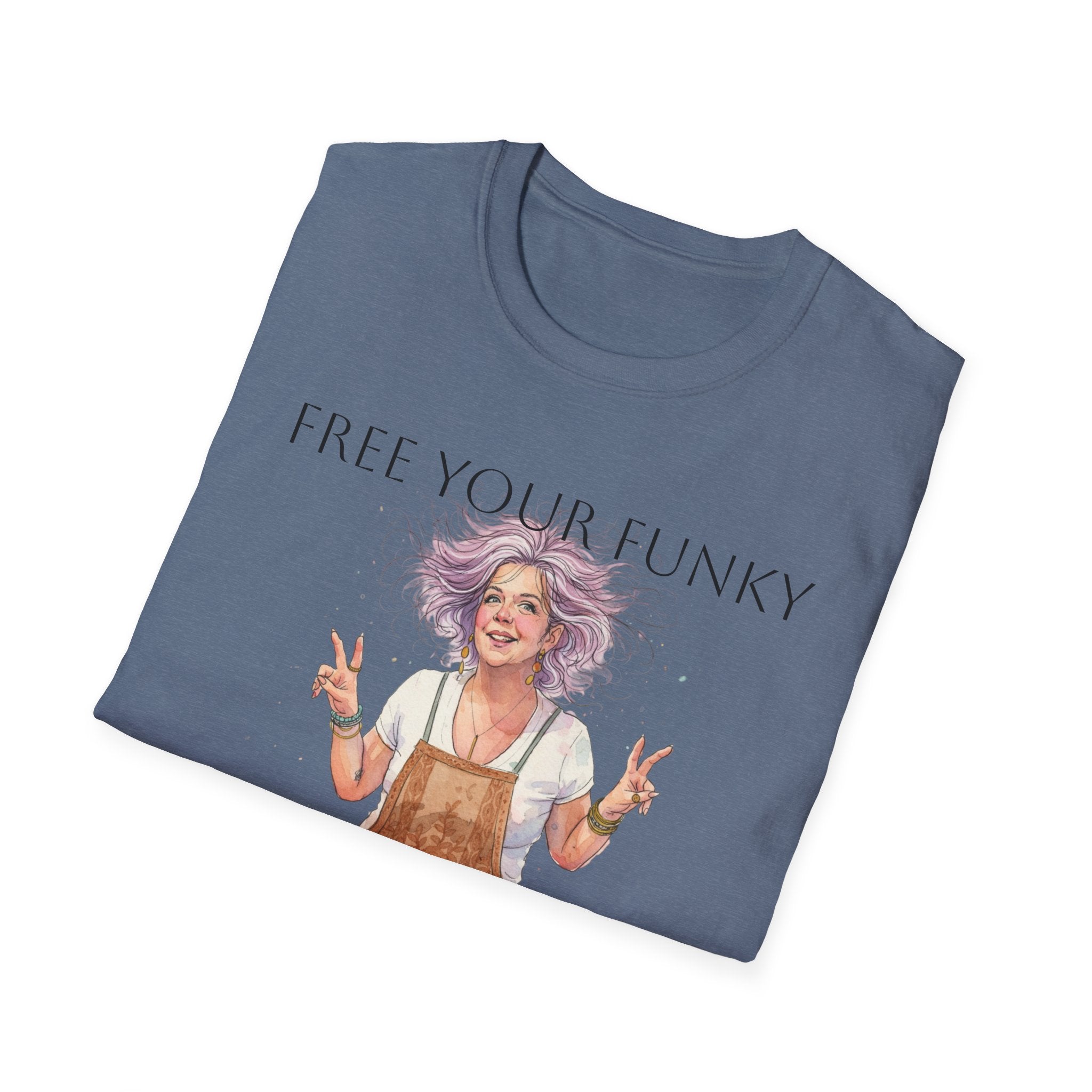 T-Shirt — “Free Your Funky” Peace-Sign Boho Woman Graphic Tee