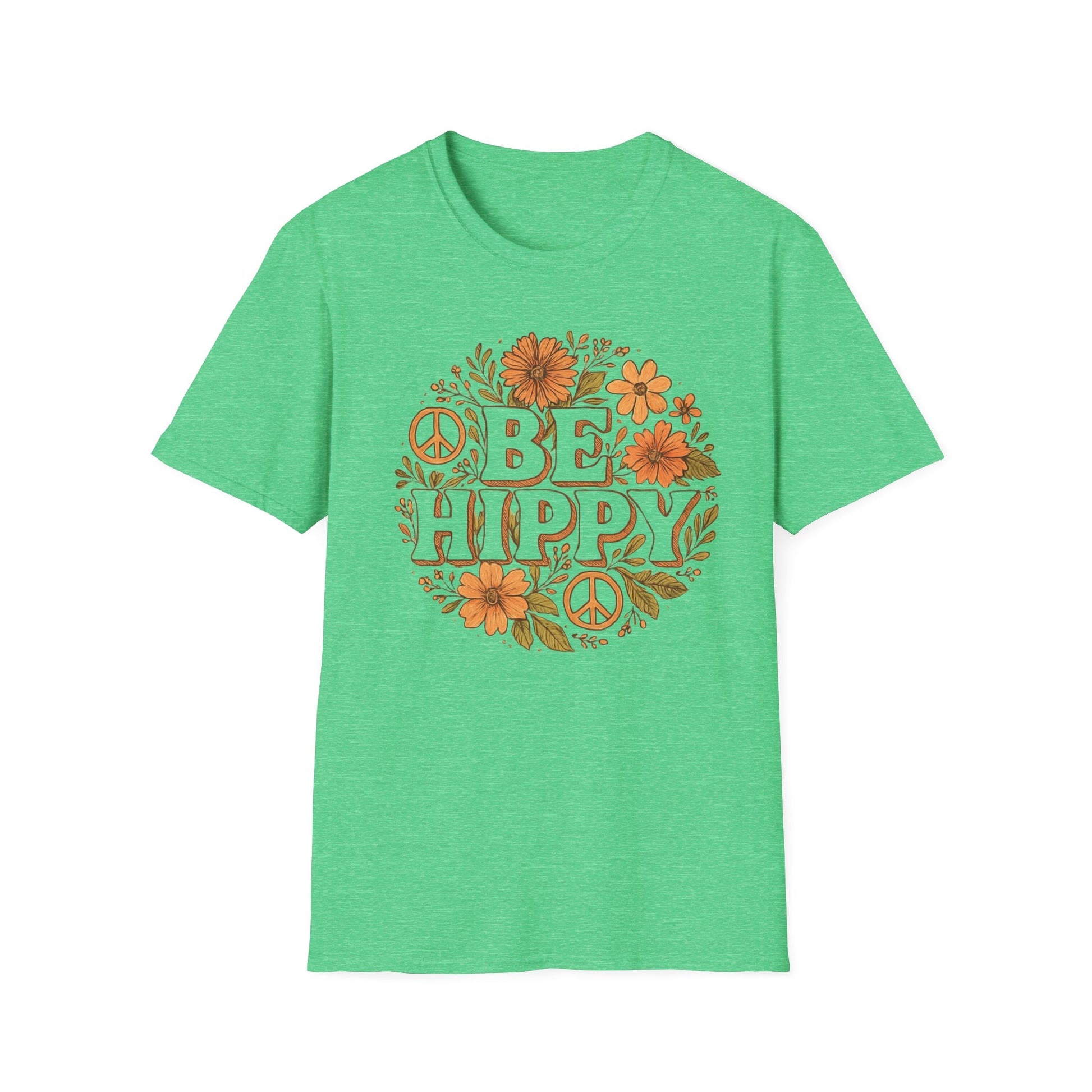 Be Hippy Happy T-Shirt, Boho Tee, Groovy Shirt, Positive Vibes Top, Unisex T Shirt for Men and Women, Be Hippy Be Happy Design