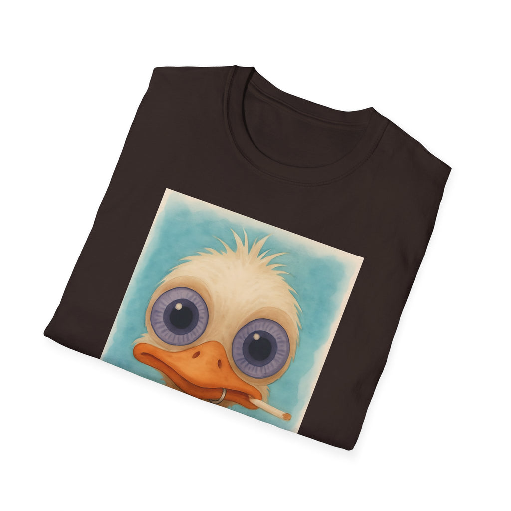 Ostrich Graphic T-Shirt, Unisex Softstyle Tee, Cute Animal Shirt, Gift for Friends, Quirky Humor Top, Smoke fun gift