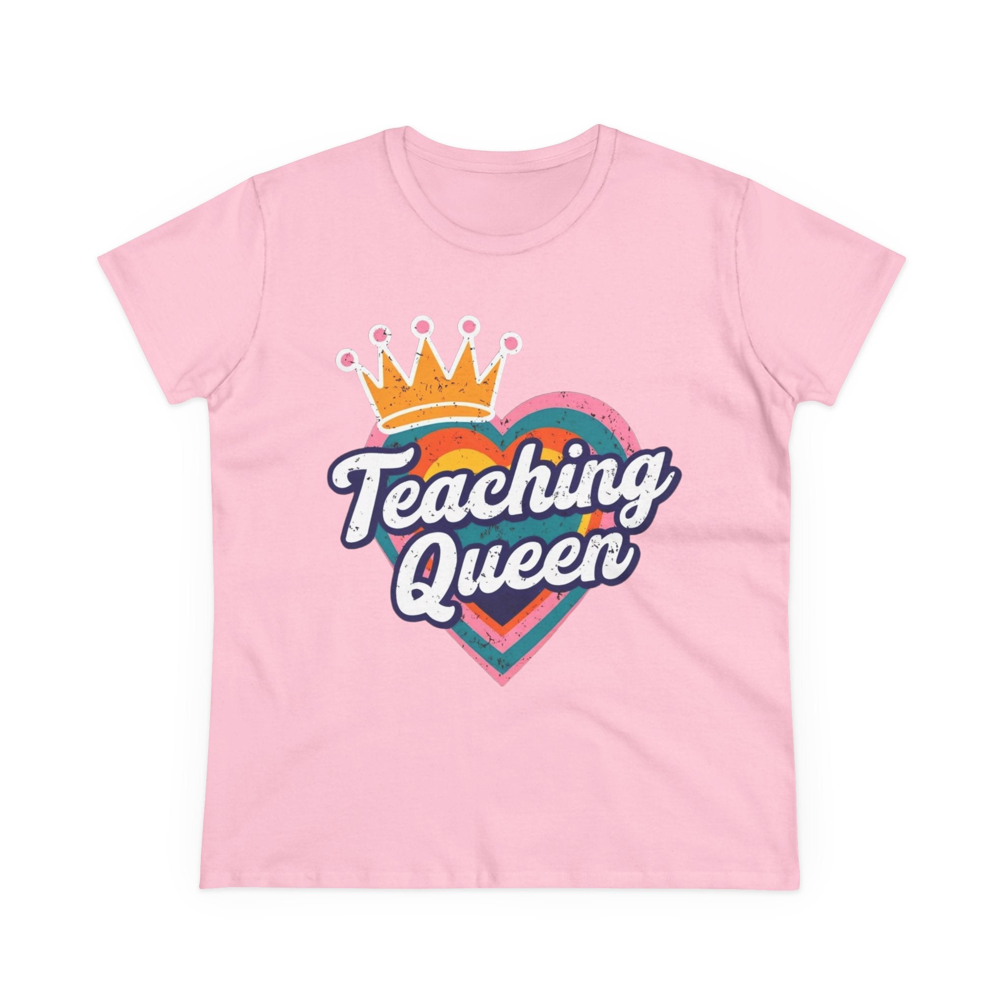 Teaching Queen Tee, Best Teacher Gift Shirt, Midweight Cotton T-Shirt, Teacher Appreciation Top, Female Educator Apparel, School Instructor