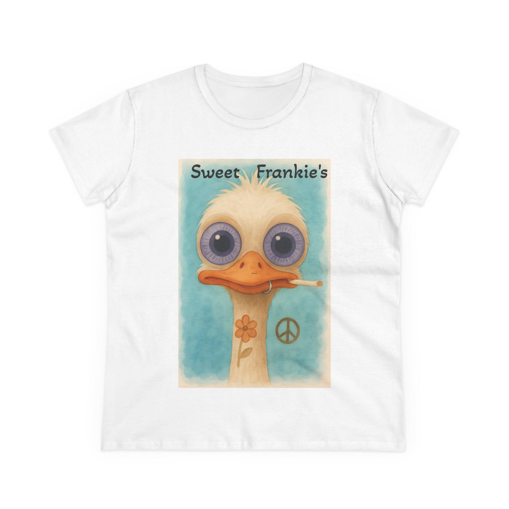 T-Shirt, Sweet Frankies Ostrich Graphic Tee, Funny Tee, Women's Graphic Shirt, Gift for Her, Women's Cotton Shirt social justice wear