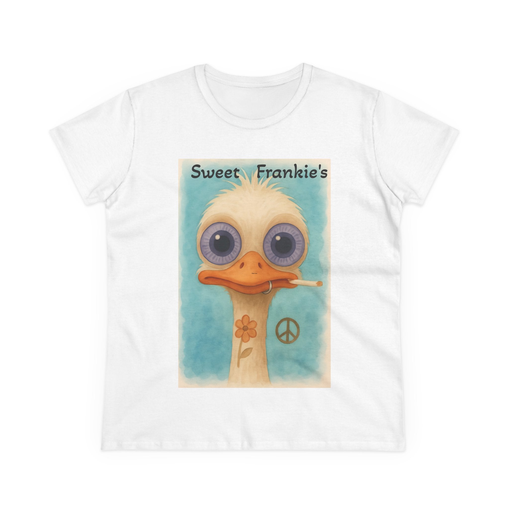 T-Shirt, Sweet Frankies Ostrich Graphic Tee, Funny Tee, Women's Graphic Shirt, Gift for Her, Women's Cotton Shirt social justice wear