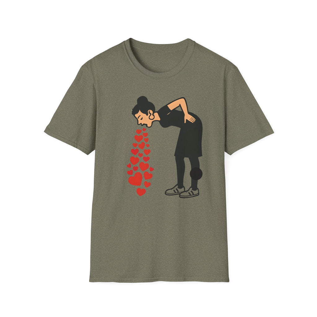 Vomiting Hearts T-Shirt, Anti Valentines Day Shirt, Art Girl Funny Love Humor gift , Sarcastic Romance Top, Dark Humor Graphic Shirt Unisex