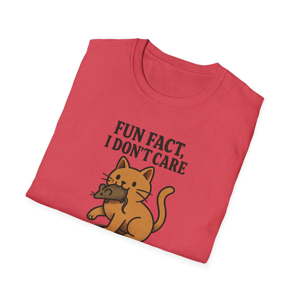 I dont care Sarcastic Cat Lover Unisex Softstyle T-Shirt, Funny Graphic Tee, Zero F's Given Animal Shirt,Humorous Tee for Cat Owners