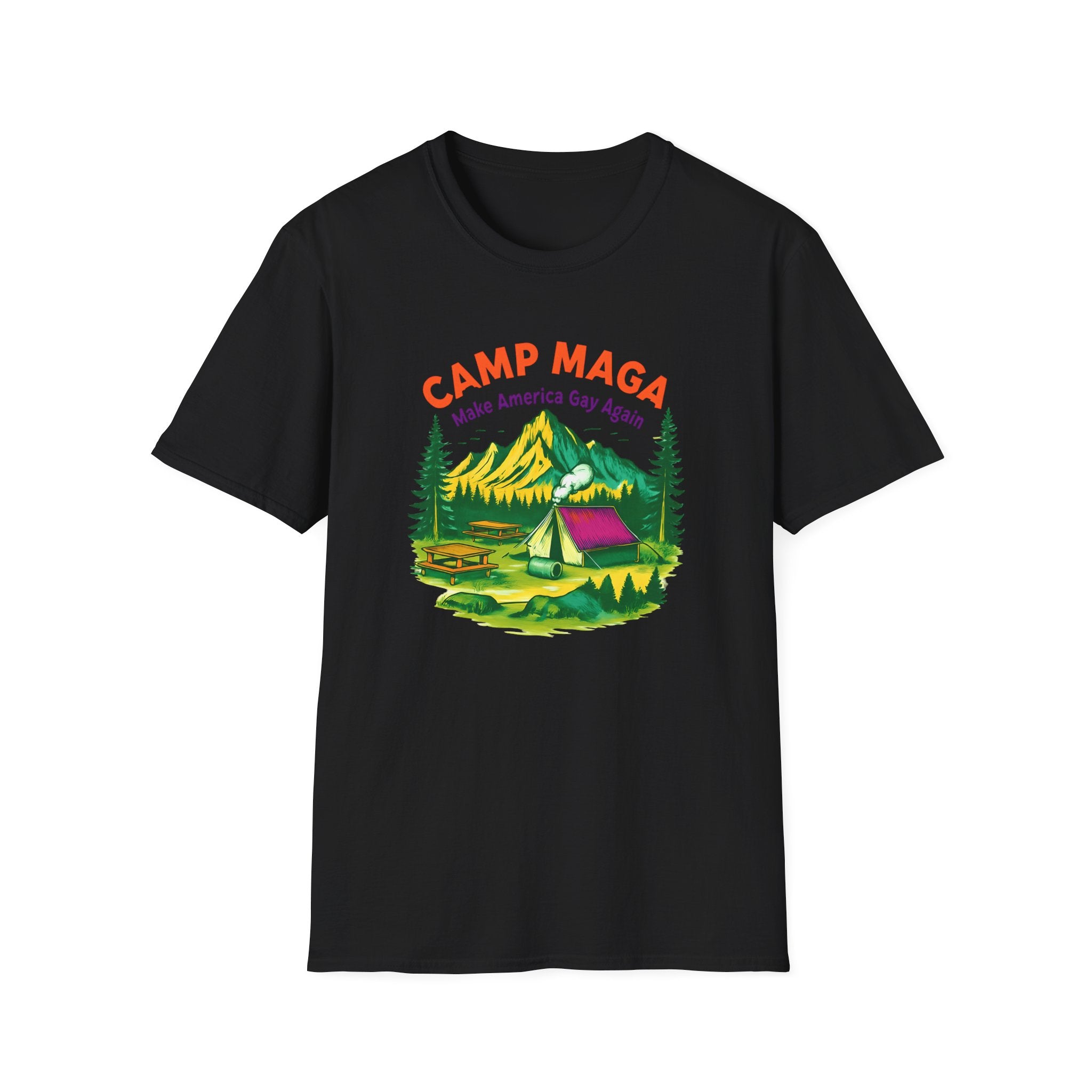 Camp MAGA Unisex make America gay again carnival Softstyle T-Shirt - Make America Gay Again, LGBTQ Pride Shirt, Camping Tee, Gift for [...]