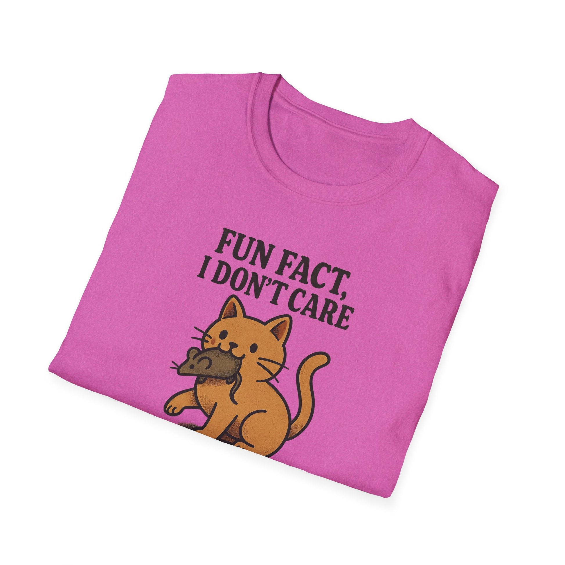 I dont care Sarcastic Cat Lover Unisex Softstyle T-Shirt, Funny Graphic Tee, Zero F's Given Animal Shirt,Humorous Tee for Cat Owners