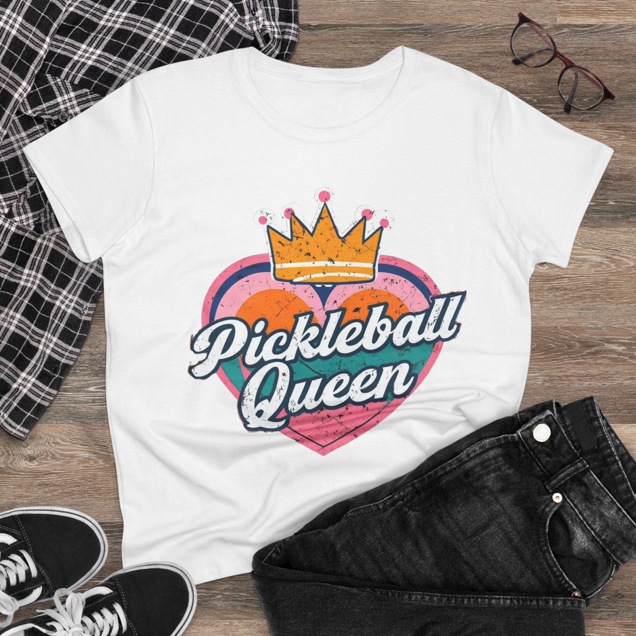 Pickleball Queen Cotton Tee - Perfect for Sports Lovers, Gifts for Her, Summer Fun, Activewear, Casual Style crown paddle queen