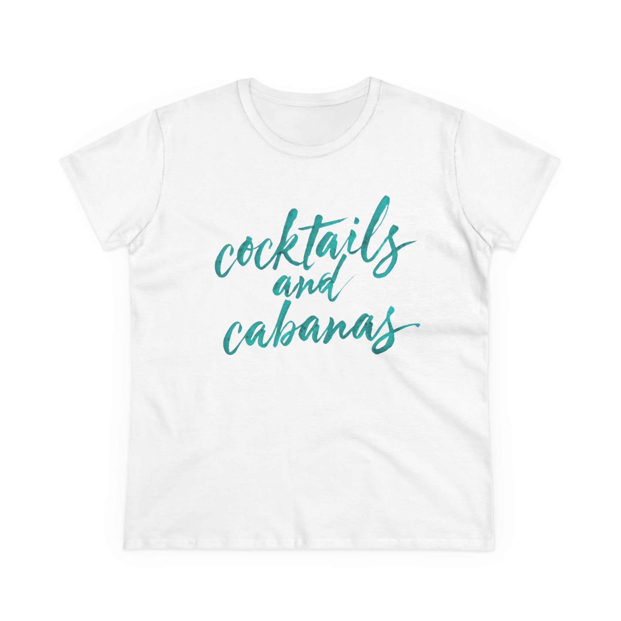 Cocktails and Cabanas Tee - Women&#039;s Midweight Cotton Shirt, Beachwear, Summer Top, Vacation Outfit, Casual Wear, Gift for Her, Pool