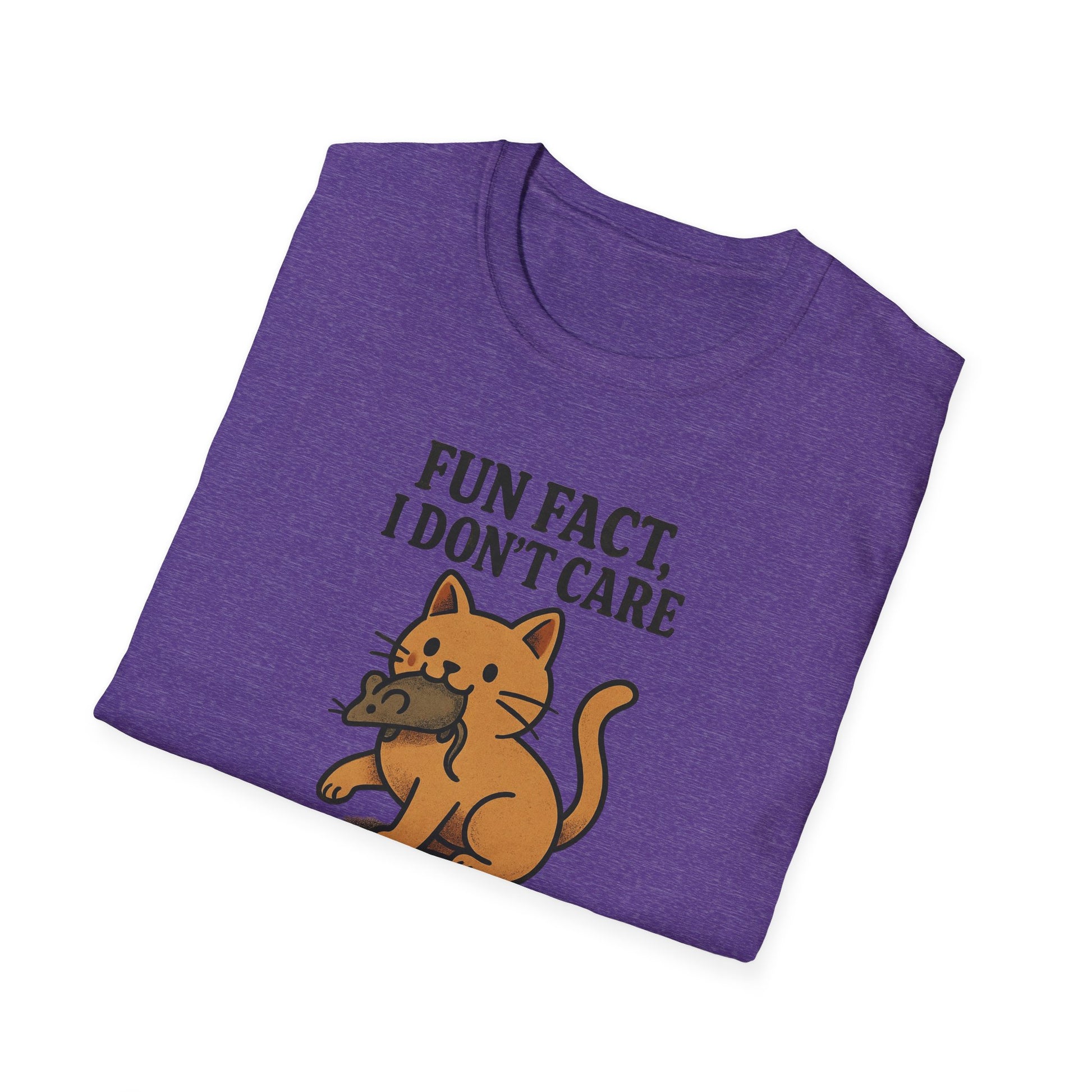 I dont care Sarcastic Cat Lover Unisex Softstyle T-Shirt, Funny Graphic Tee, Zero F's Given Animal Shirt,Humorous Tee for Cat Owners