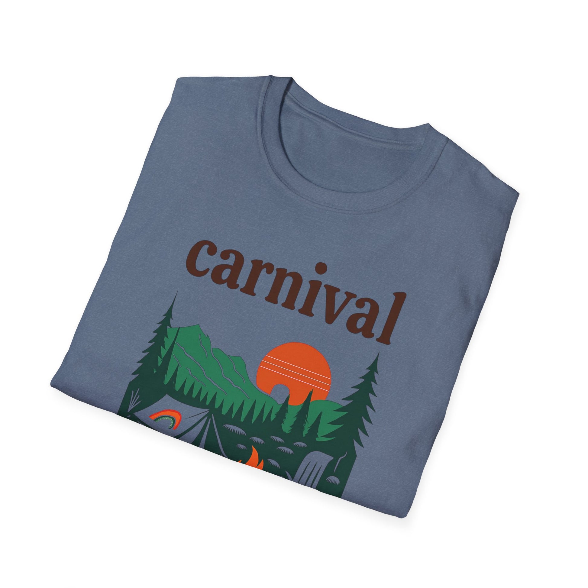 Vintage Camping Graphic T-Shirt, carnival rainbow Unisex Outdoor Tee, Nature Lover Gift, Festival , Retro Hiking Shirt, Carnival 2023 Merch