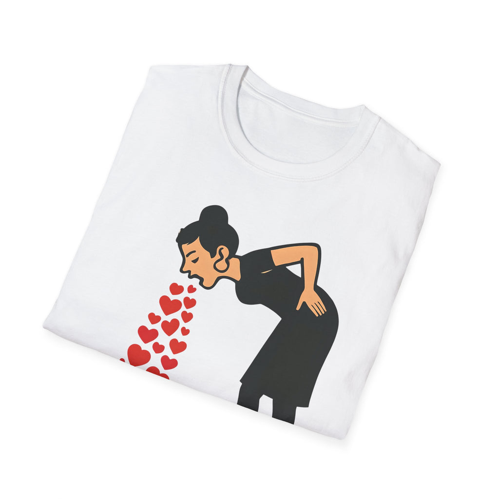 Vomiting Hearts T-Shirt, Anti Valentines Day Shirt, Art Girl Funny Love Humor gift , Sarcastic Romance Top, Dark Humor Graphic Shirt Unisex