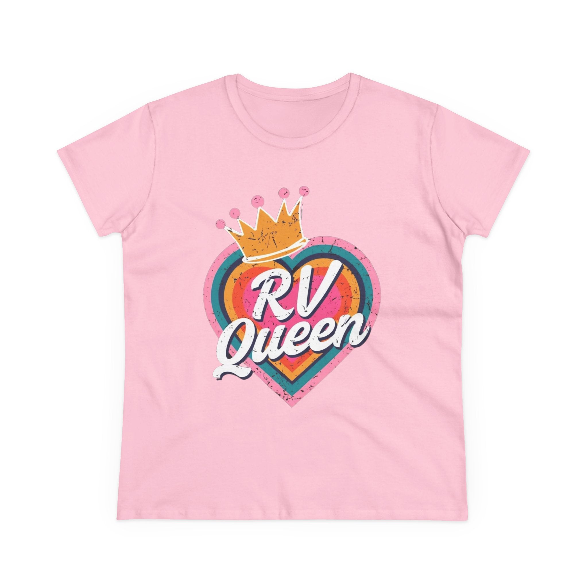 T-Shirt, RV Queen Camping Traveling, Women's Midweight Cotton Tee, Outdoor Adventure Shirt, Camper Life Top, Road Trip Apparel, Campfire