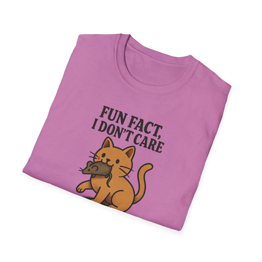 I dont care Sarcastic Cat Lover Unisex Softstyle T-Shirt, Funny Graphic Tee, Zero F's Given Animal Shirt,Humorous Tee for Cat Owners