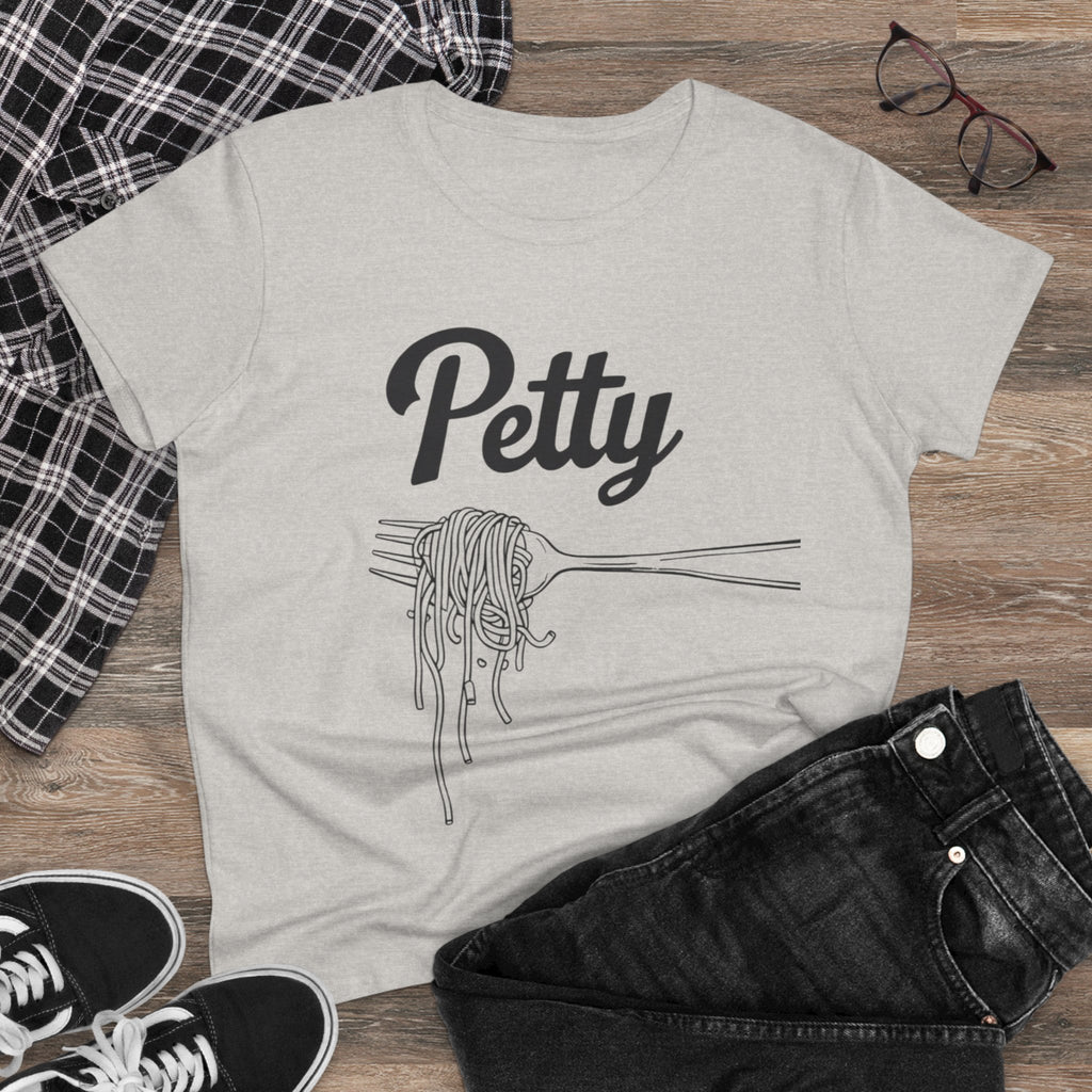 Petty spaghetti Women's Cotton Tee, Funny Graphic Tee, Casual Shirt, Gift for Foodies, Birthday Gift, Quirky Apparel gift for her