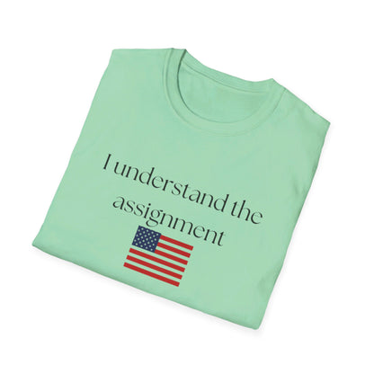 I understand the assignment and flag Unisex Softstyle T-Shirt