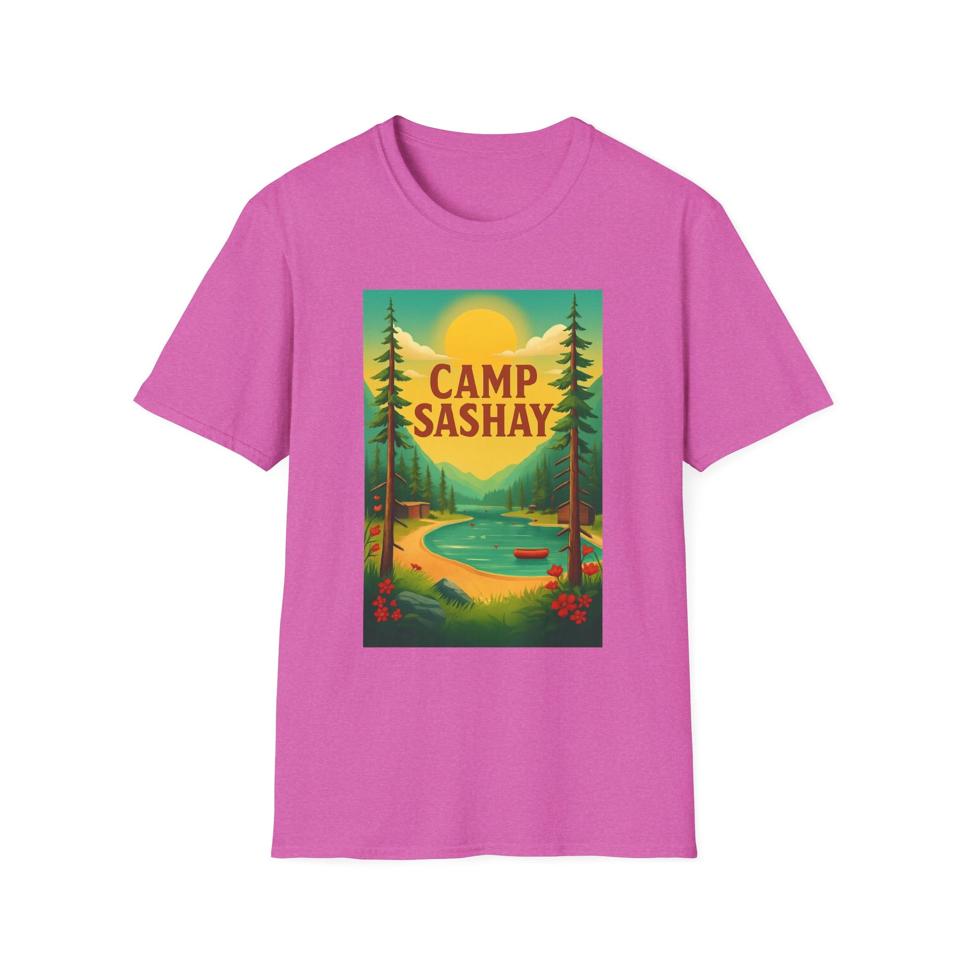 Camp Sashay carnival Unisex Softstyle T-Shirt, Vintage Camping Tee, Outdoor Adventure Shirt, Summer Vibes T-Shirt, Gift for Nature Lovers