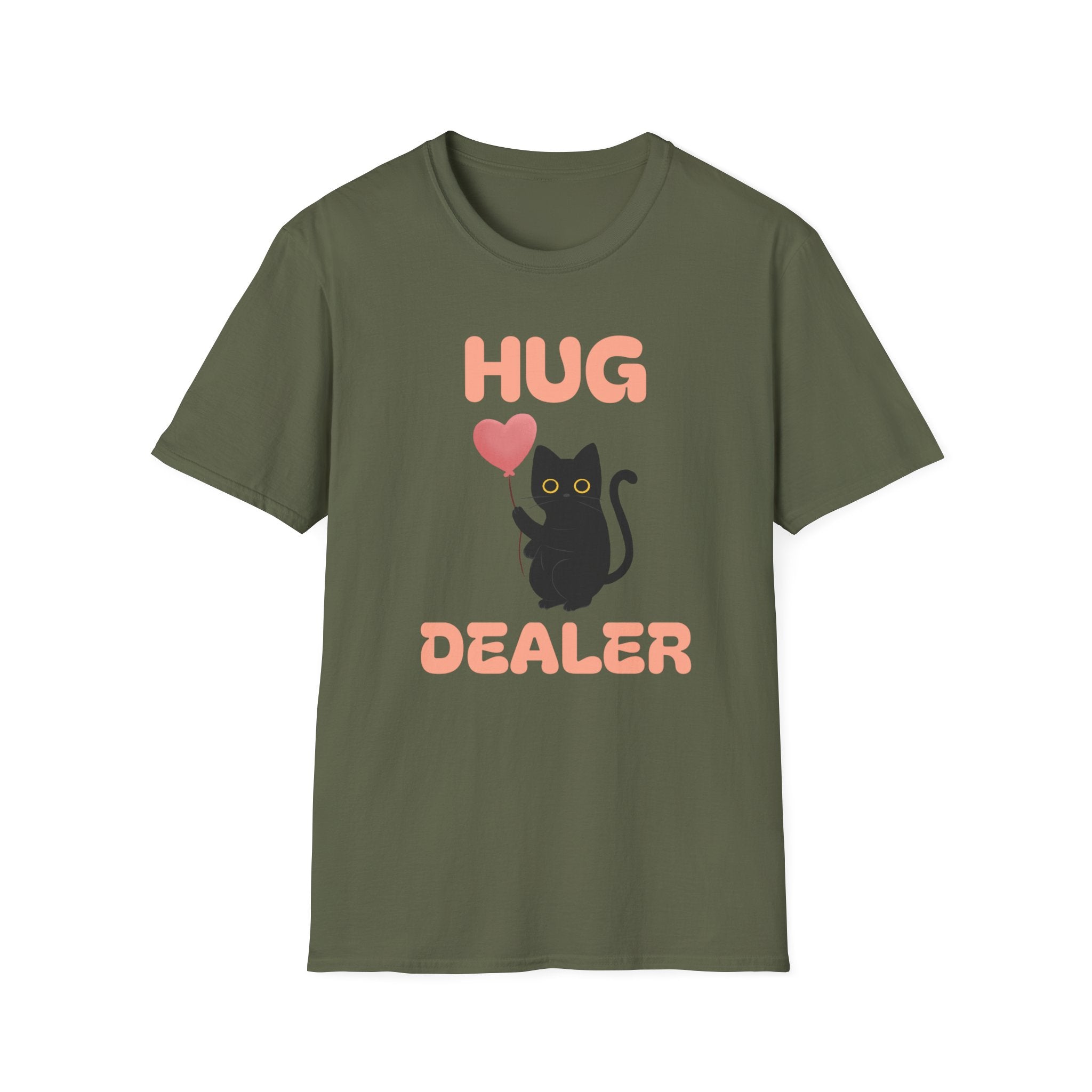 Hug Dealer fun cat Unisex Softstyle T-Shirt, Funny Cat Lover Gift, Cute Tee, Cat Mom Shirt, Trendy Graphic Tee Christmas gift sarcasm