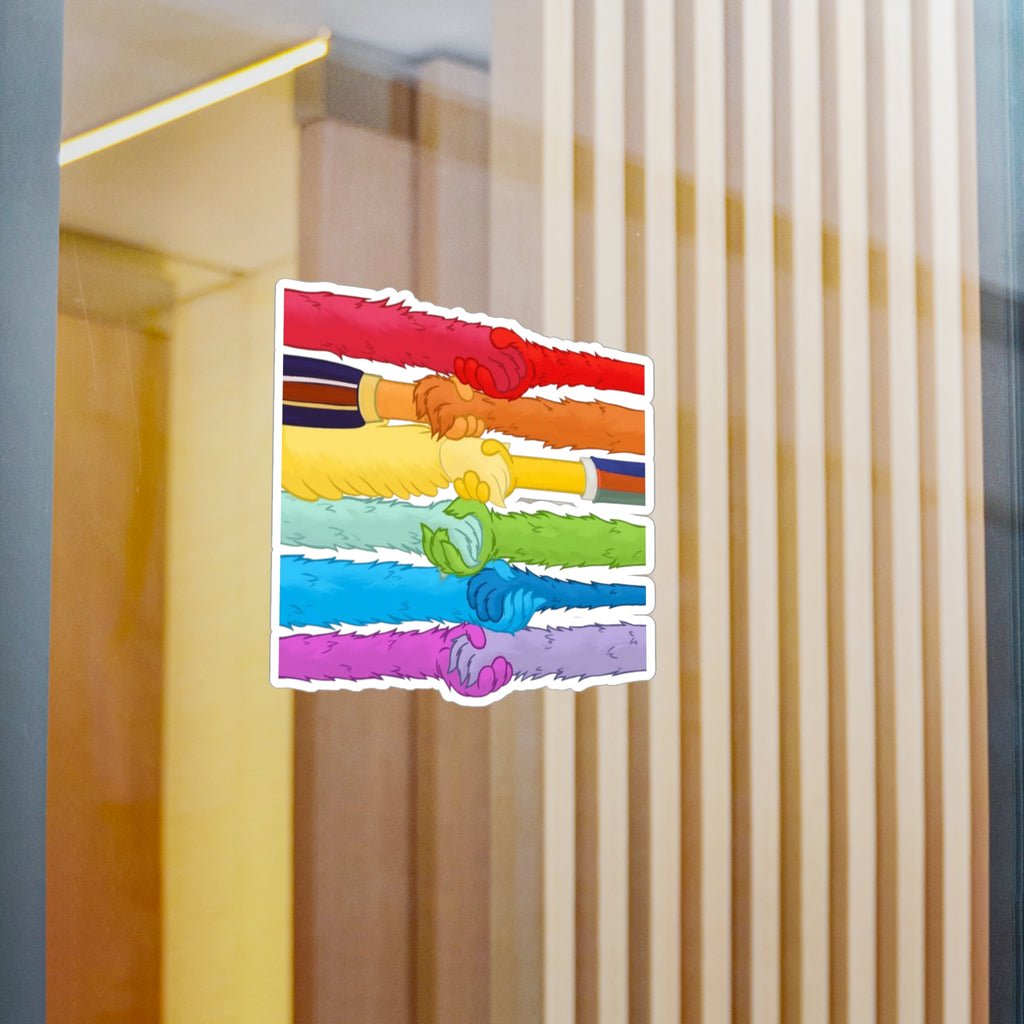 Kindness and diversity matter! Colorful Pride LGBTQ+ anti trump  Colorful Handshake Vinyl Decals, Stickers, Laptop Pride, Friendship Gifts
