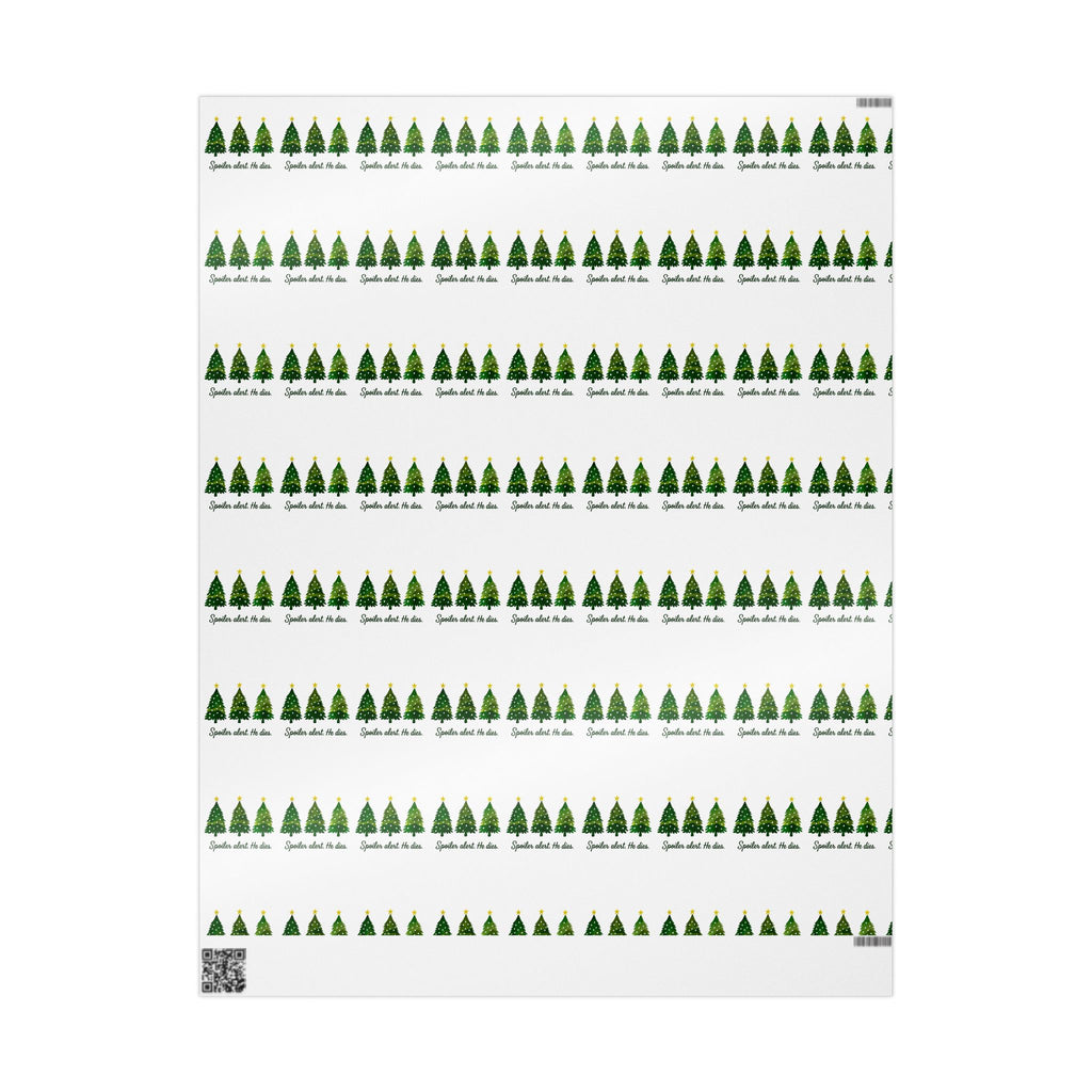 Funny Jesus Spoiler alert. He dies. Christmas Tree Wrapping Paper Roll – Festive Green Trees with