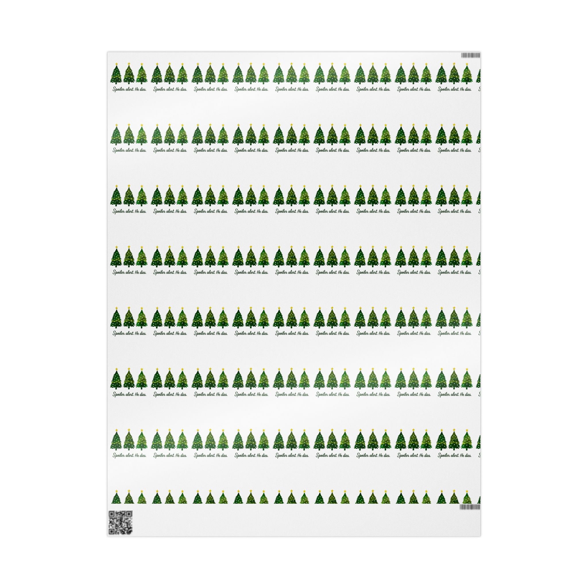 Funny Jesus Spoiler alert. He dies. Christmas Tree Wrapping Paper Roll – Festive Green Trees with